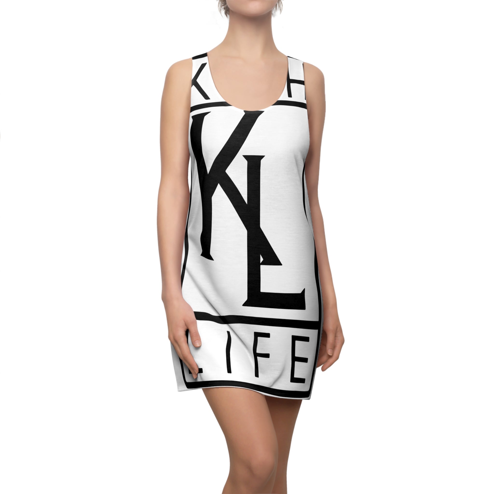 Kushlife OG Logo - Snow Stylish Women's Racerback Dress, Trendy Summer Dress, Casual Lounge Wear, Athletic Dress, Fashionable Daily Outfit