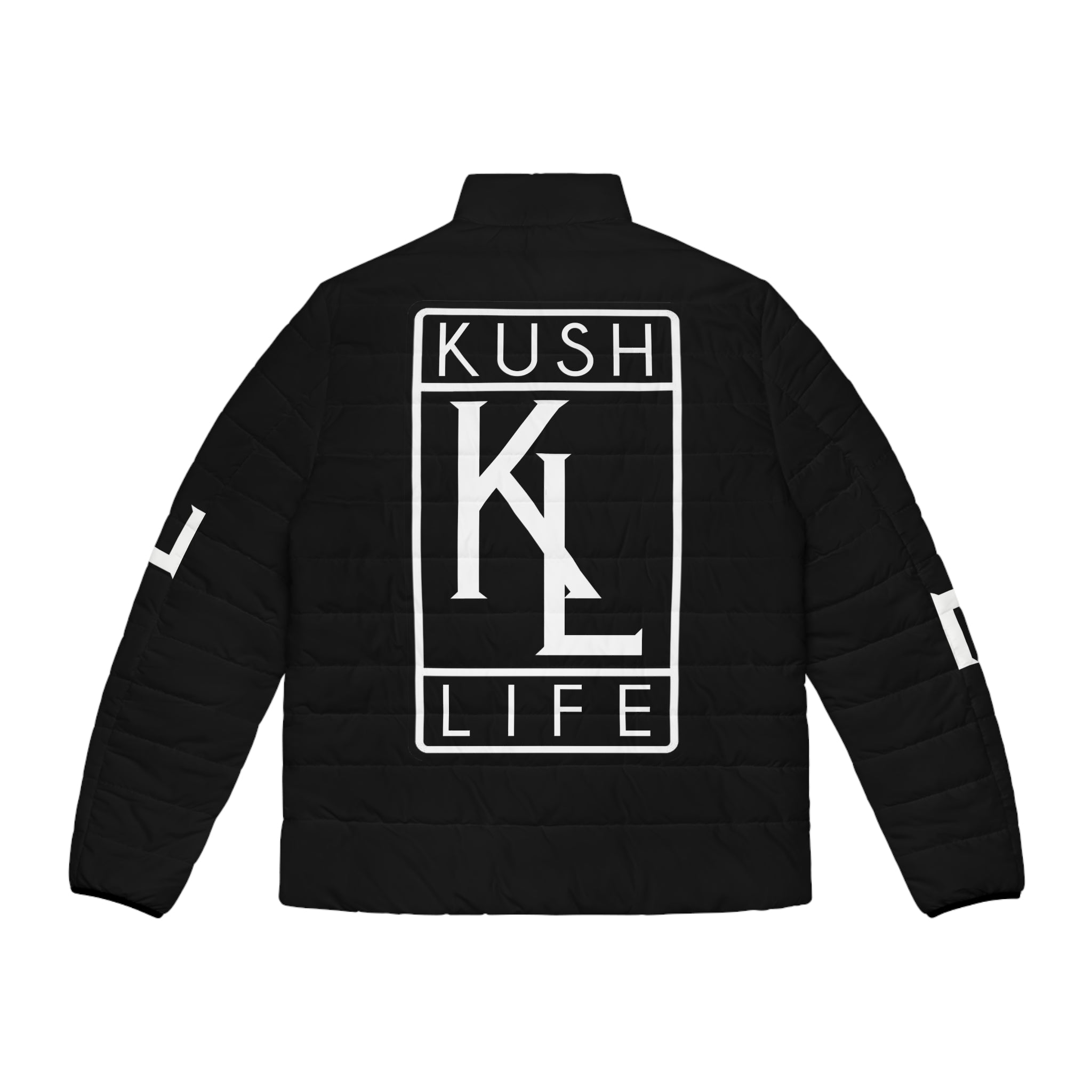Kush Life OG Logo - Ebony Men's Stylish Puffer Jacket, Trendy Outerwear, Urban Fashion, Fall/Winter Wear, KUSH LIFE Design, Gift for Him