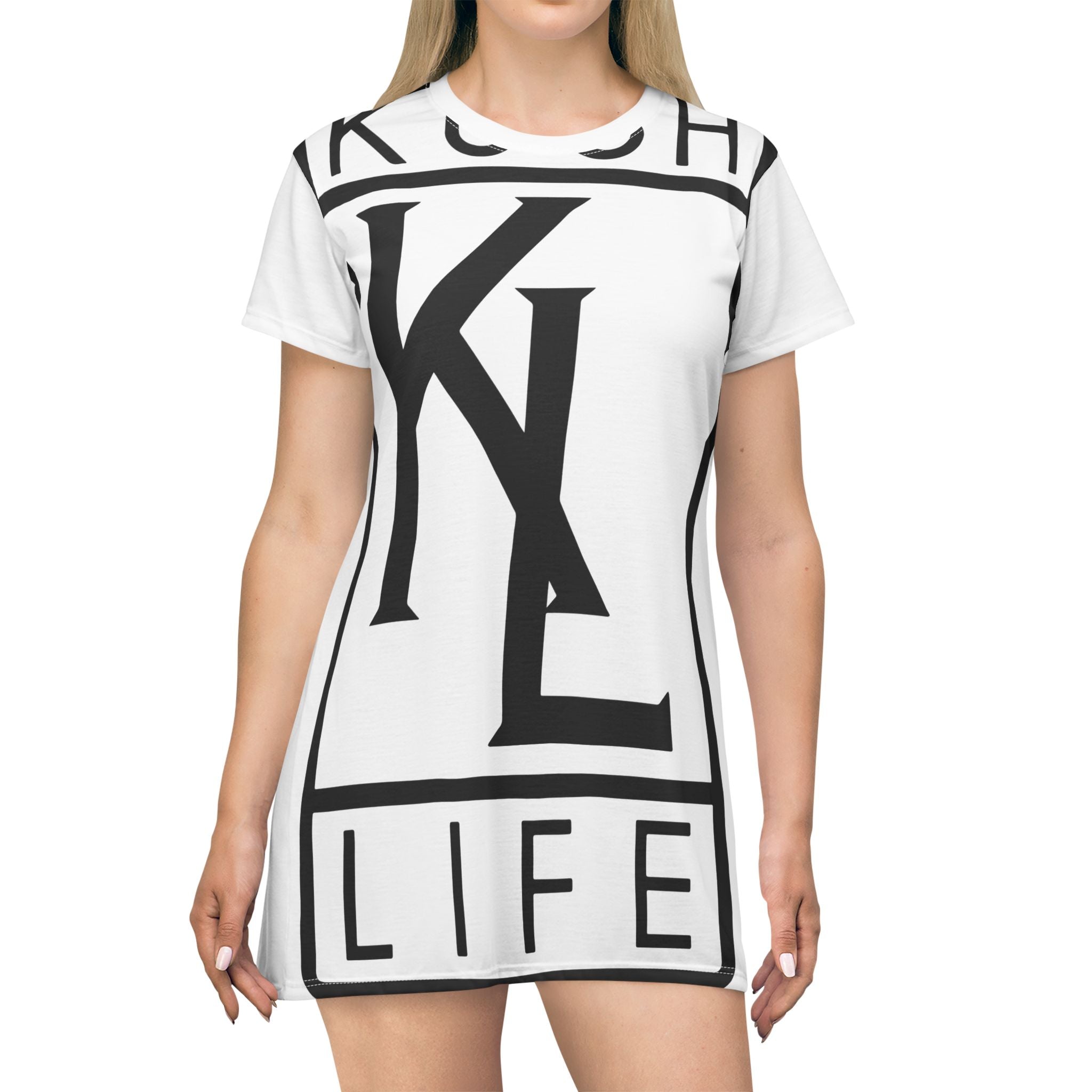 Kushlife OG Logo - Snow Graphic T-Shirt Dress, Casual Summer Dress, Streetwear Fashion, Trendy Outfit, Music Festival Style, Gifts for Her