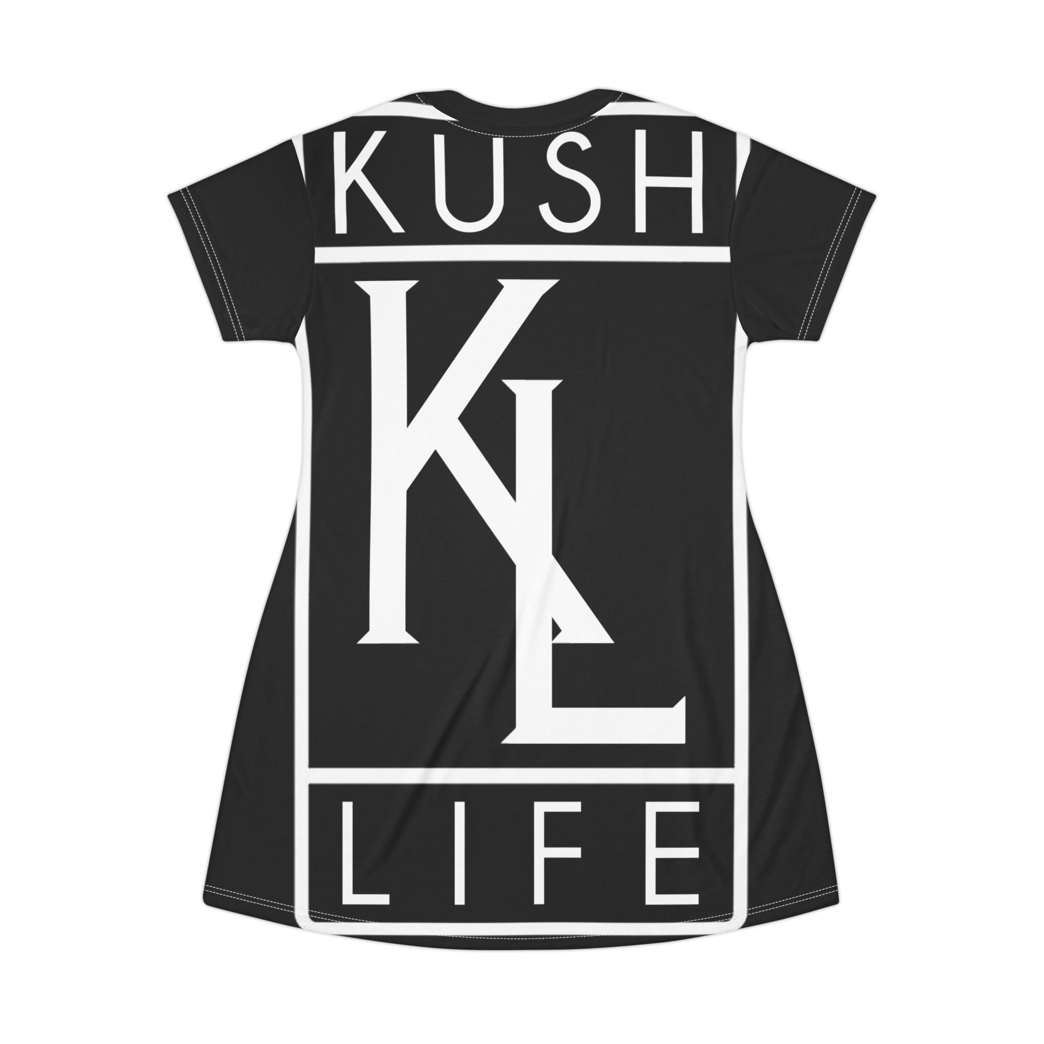 Kushlife OG Logo - Ebony Graphic T-Shirt Dress, Casual Summer Dress, Streetwear Fashion, Trendy Outfit, Music Festival Style, Gifts for Her