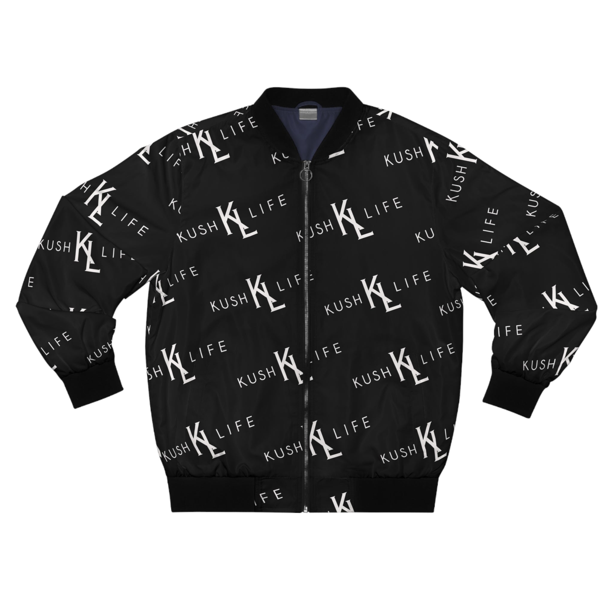 Kush KL Life Classic Logo Pattern - Bomber Jacket, Stylish Outerwear, Streetwear Fashion, Cool Gift for Him, Casual Layering Piece, Trendy Men’s Fashion