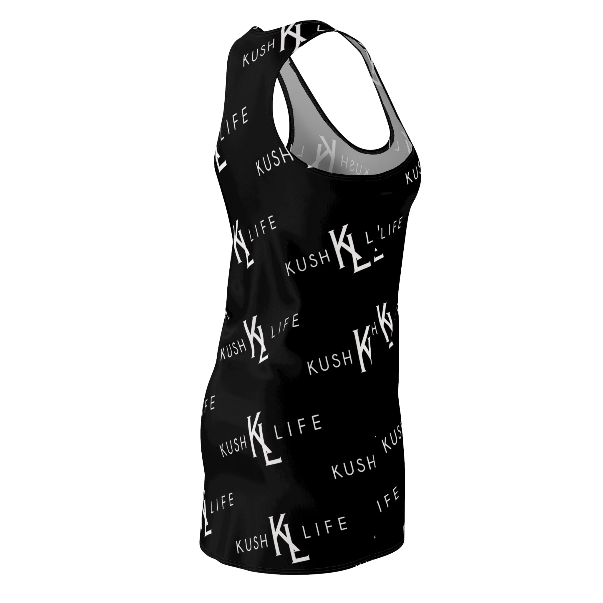 Kush KL Life Classic Logo Pattern - Stylish Women's Racerback Dress, Trendy Summer Dress, Casual Lounge Wear, Athletic Dress, Fashionable Daily Outfit