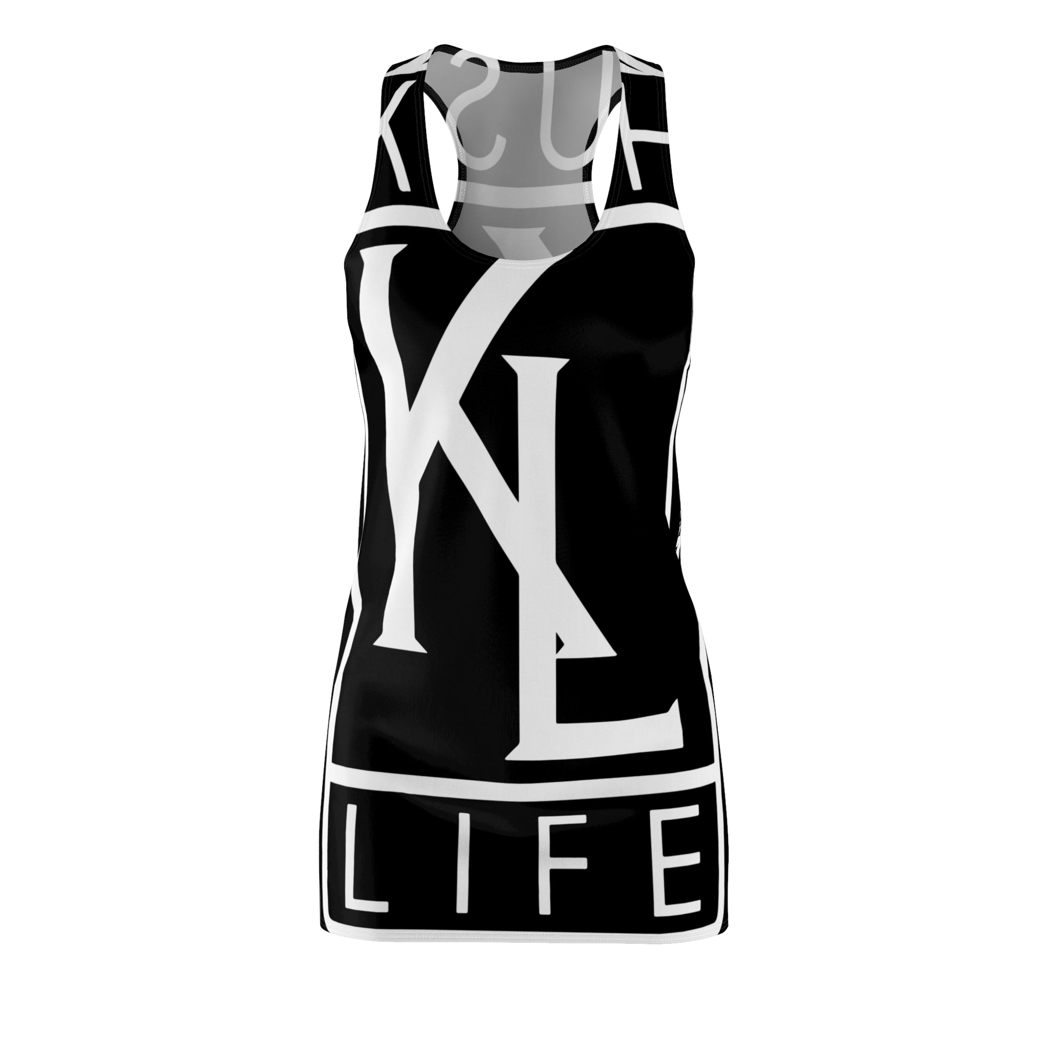 Kushlife OG Logo - Ebony Stylish Women's Racerback Dress, Trendy Summer Dress, Casual Lounge Wear, Athletic Dress, Fashionable Daily Outfit