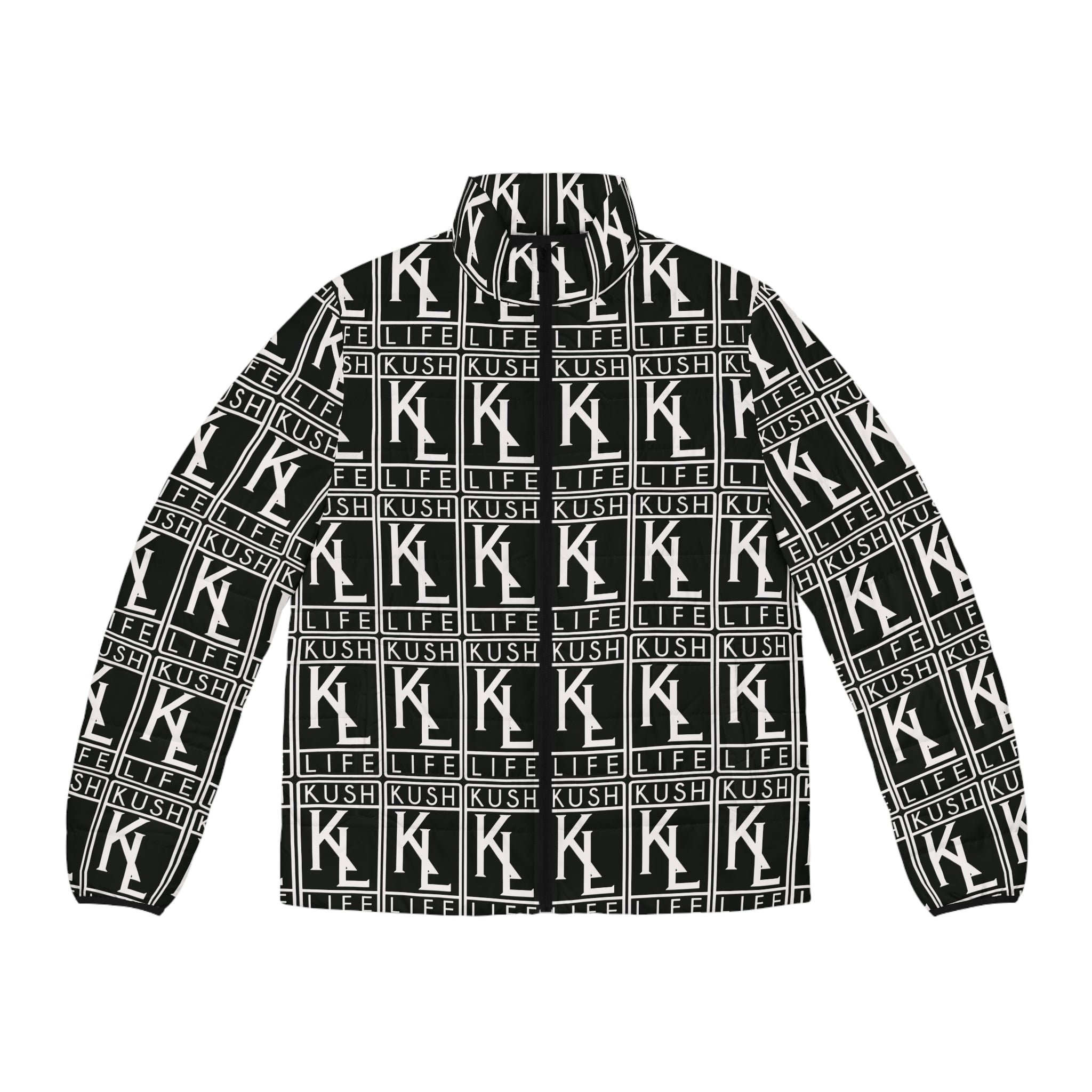 Kushlife OG Logo Monogram - Men's Stylish Puffer Jacket, Trendy Outerwear, Urban Fashion, Fall/Winter Wear, KUSH LIFE Design, Gift for Him