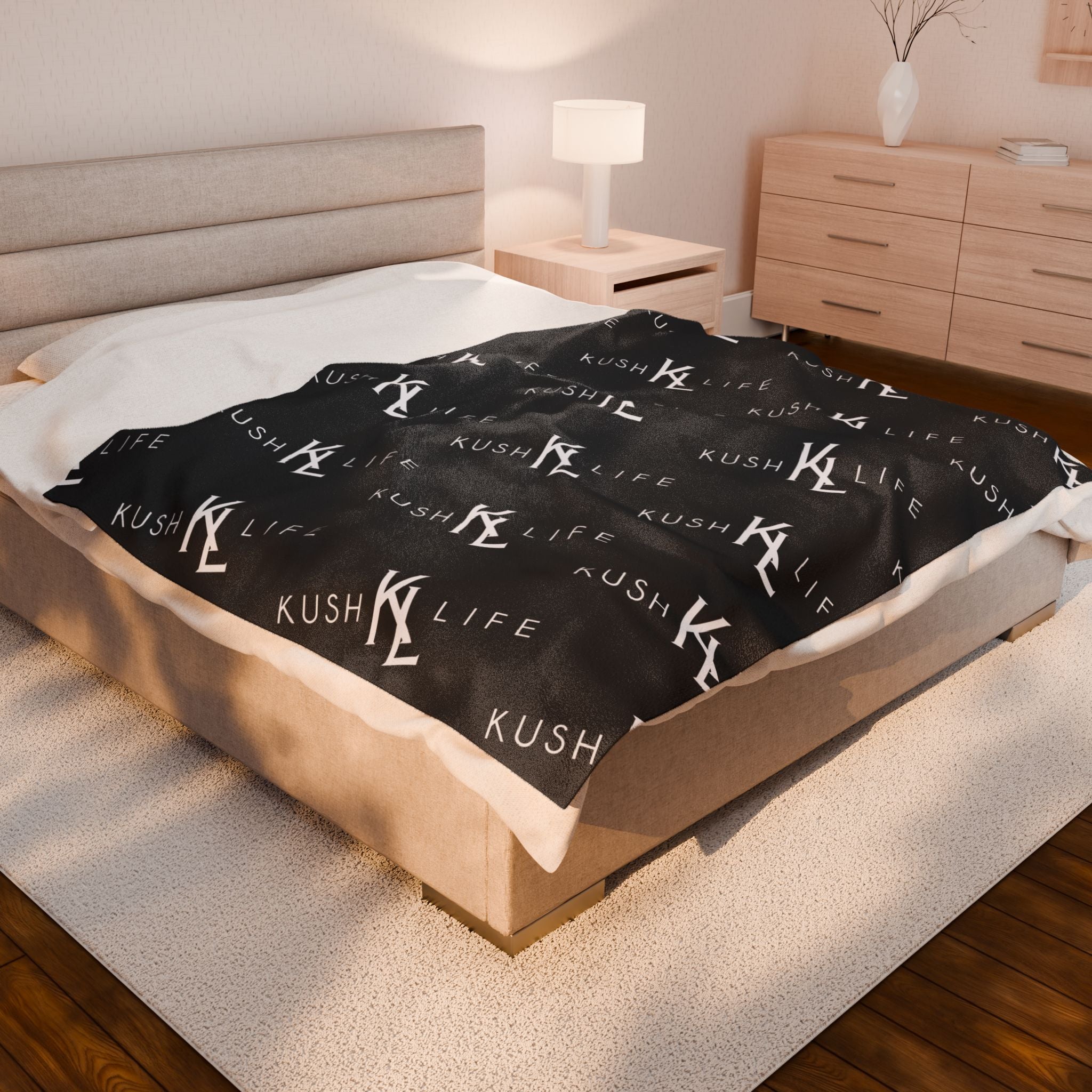 Kush KL Life Classic Logo Pattern - Velveteen Plush Blanket