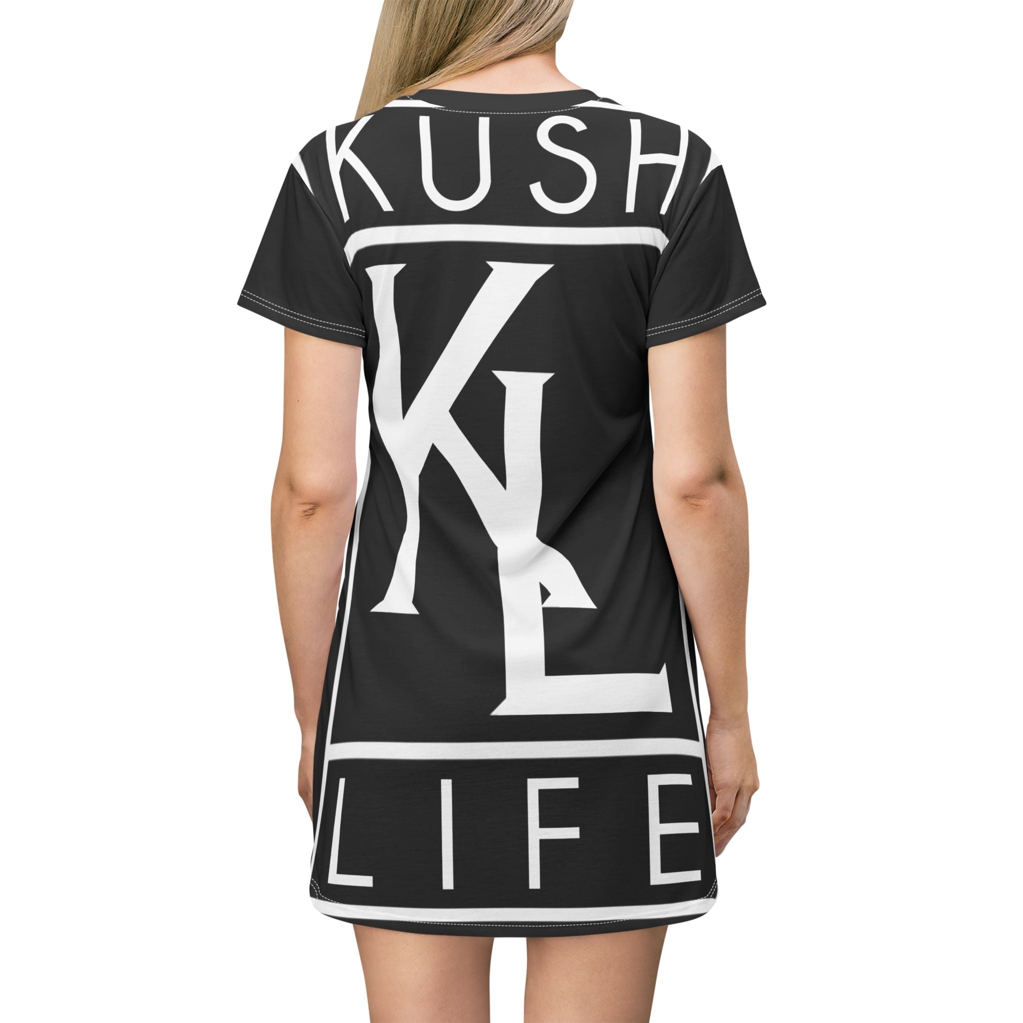 Kushlife OG Logo - Ebony Graphic T-Shirt Dress, Casual Summer Dress, Streetwear Fashion, Trendy Outfit, Music Festival Style, Gifts for Her