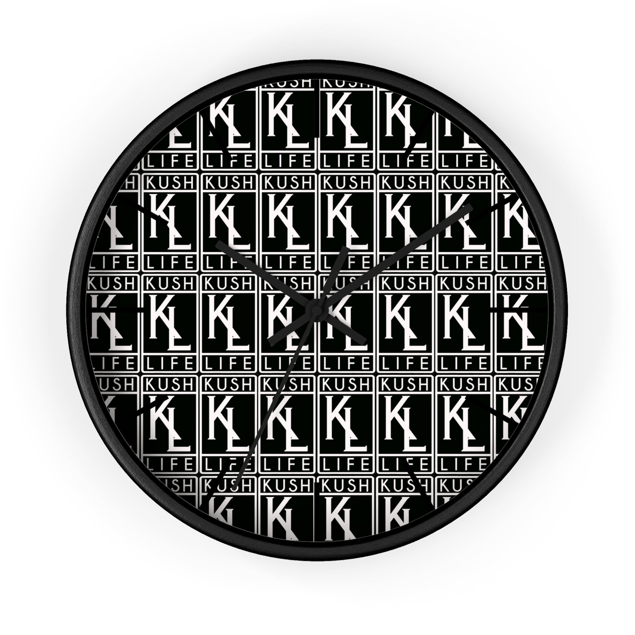 Kush Life OG Logo Monogram - Wall Clock - Modern Black and White Decor, Gift for Cannabis Lovers, Stylish Home Accent