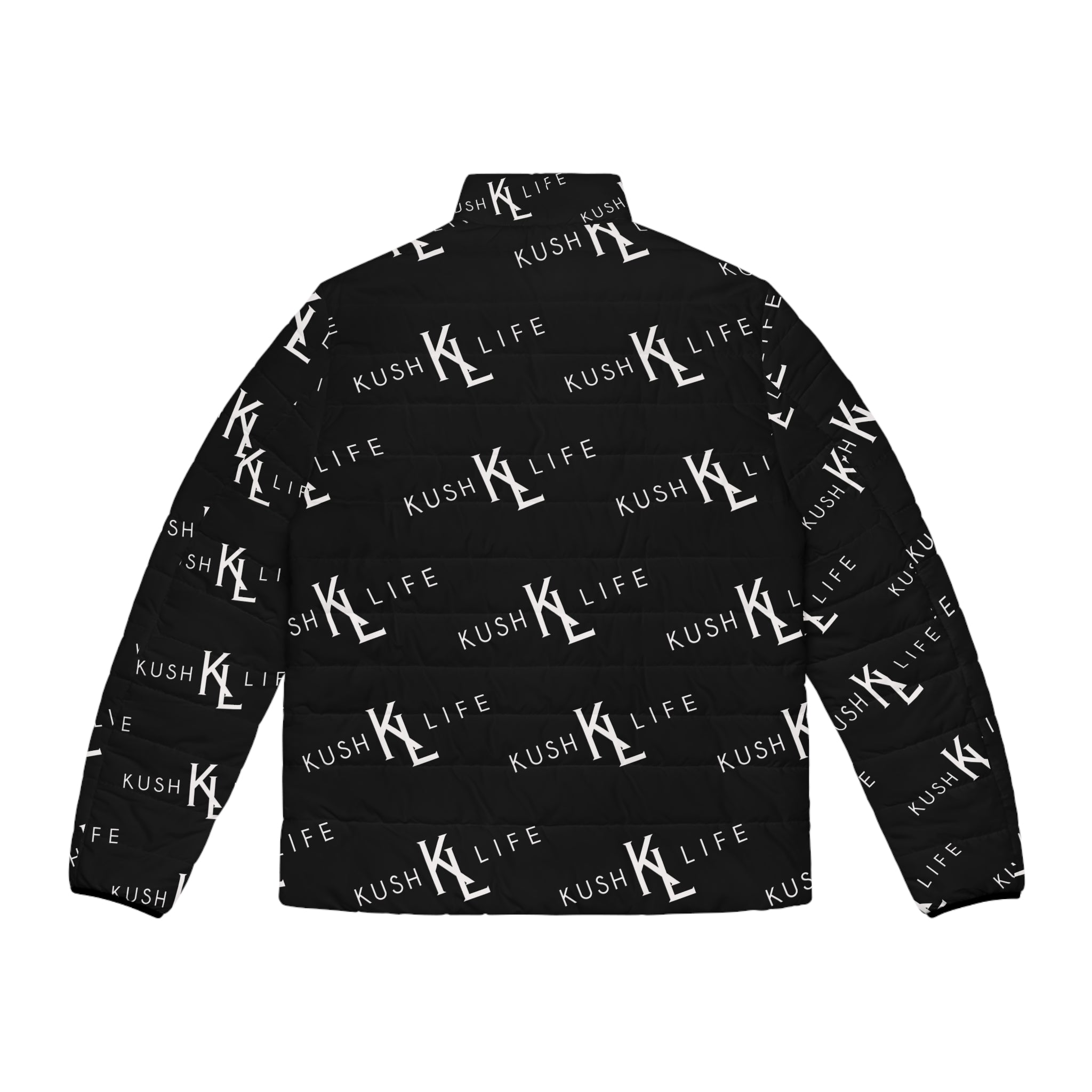 Kush KL Life Classic Logo Pattern - Men's Stylish Puffer Jacket, Trendy Outerwear, Urban Fashion, Fall/Winter Wear, KUSH LIFE Design, Gift for Him