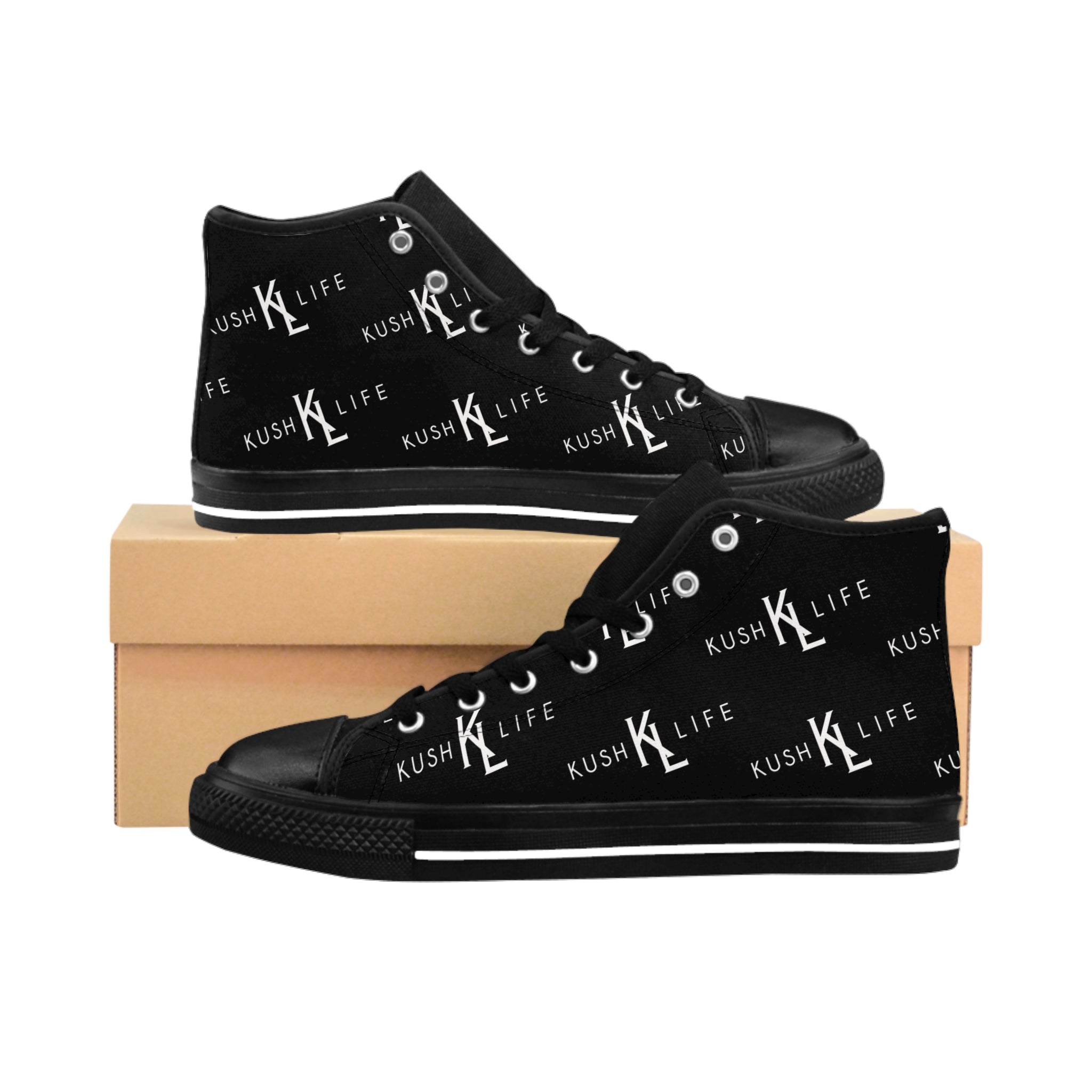 Kush KL Life Classic logo Pattern - High-Top Sneakers for Trendsetters, Casual Streetwear, Unique Gift for Sneakerheads, Urban Fashion, Cool Kicks