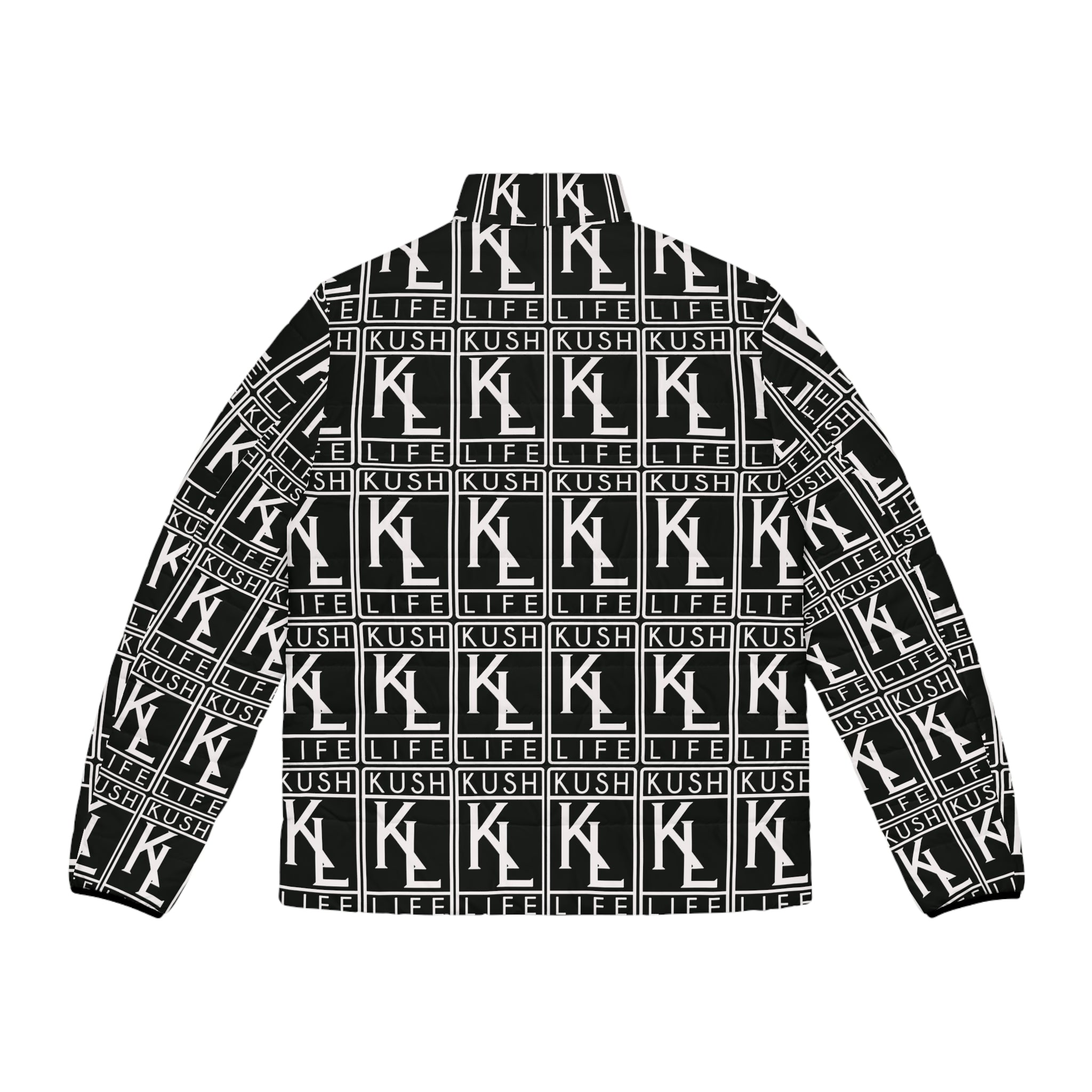 Kushlife OG Logo Monogram - Men's Stylish Puffer Jacket, Trendy Outerwear, Urban Fashion, Fall/Winter Wear, KUSH LIFE Design, Gift for Him