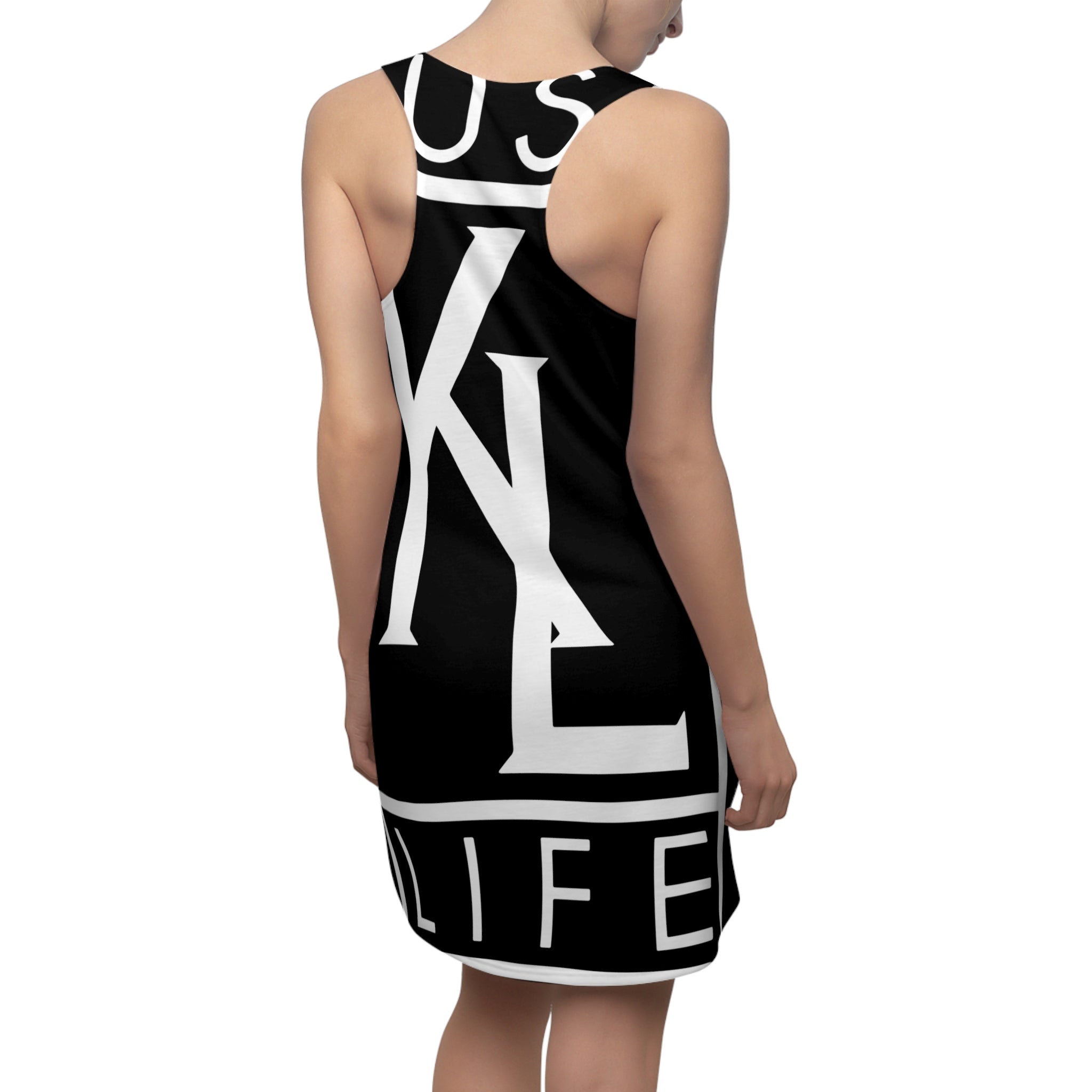 Kushlife OG Logo - Ebony Stylish Women's Racerback Dress, Trendy Summer Dress, Casual Lounge Wear, Athletic Dress, Fashionable Daily Outfit