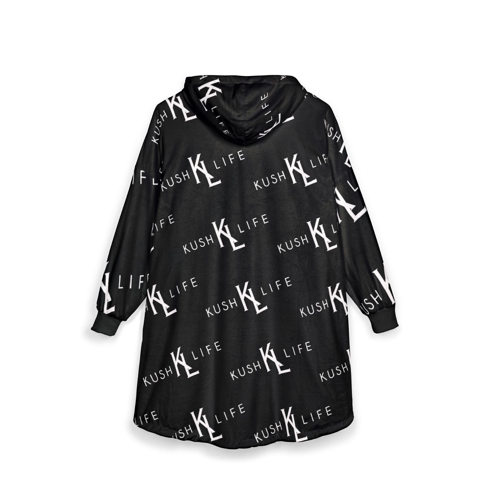 Kush KL Life Classic logo Pattern - Cozy Unisex Hooded Blanket | Relaxation, Travel Comfort, Gift for Friends, Movie Nights, Festival Apparel