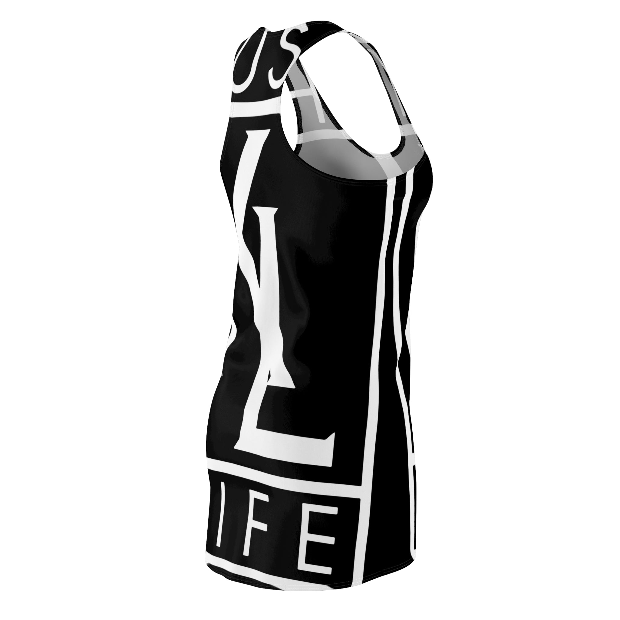 Kushlife OG Logo - Ebony Stylish Women's Racerback Dress, Trendy Summer Dress, Casual Lounge Wear, Athletic Dress, Fashionable Daily Outfit