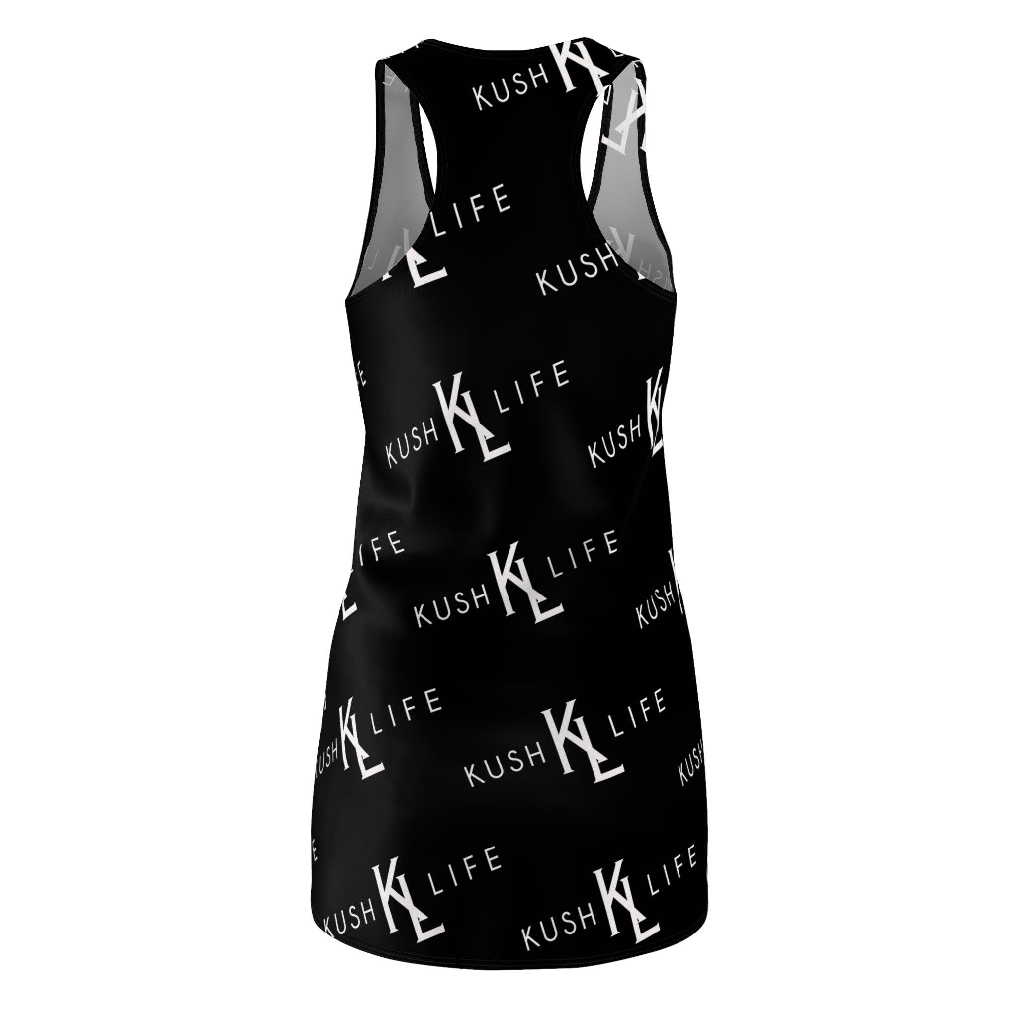 Kush KL Life Classic Logo Pattern - Stylish Women's Racerback Dress, Trendy Summer Dress, Casual Lounge Wear, Athletic Dress, Fashionable Daily Outfit