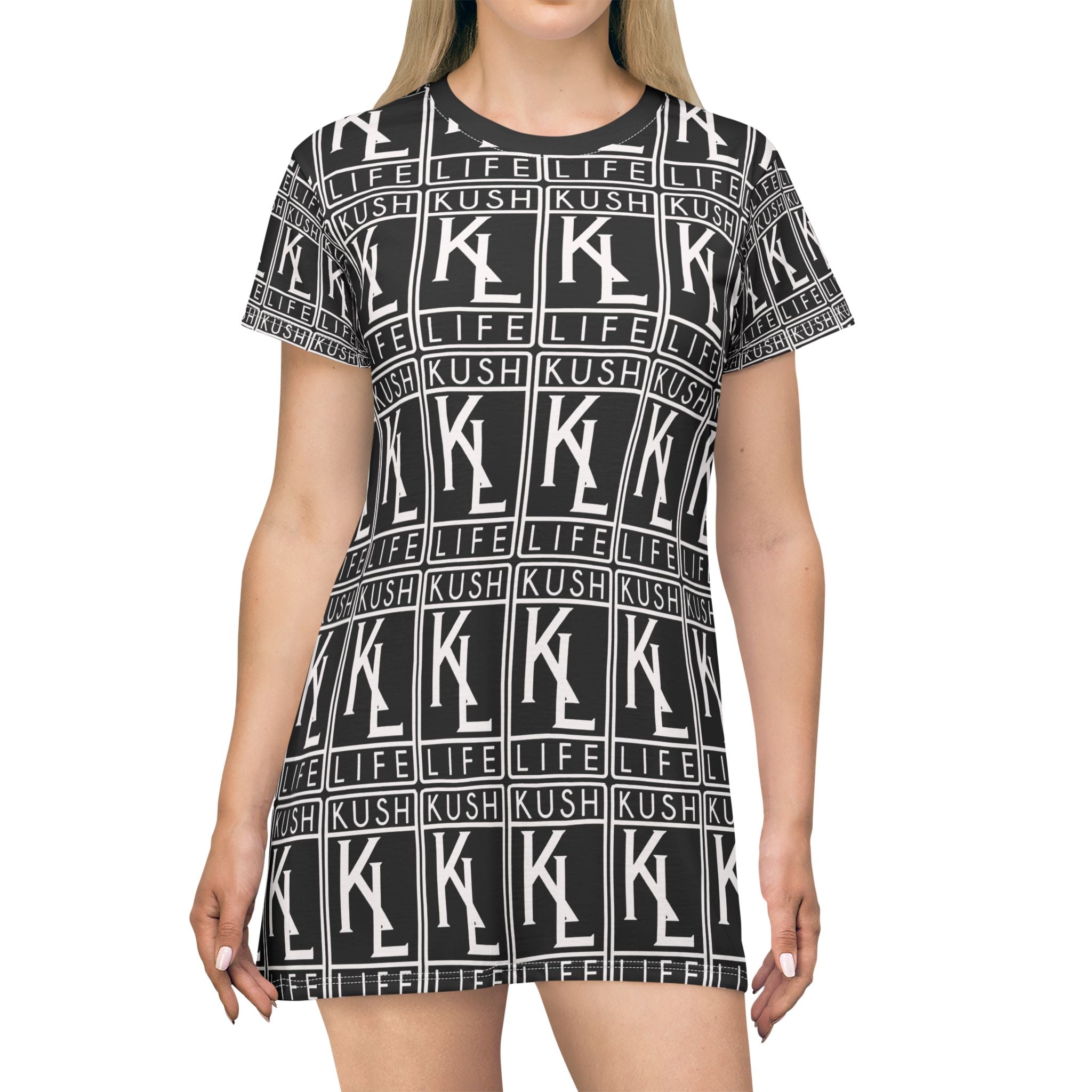 Kush Life OG Logo Monogram - Graphic T-Shirt Dress, Casual Summer Dress, Streetwear Fashion, Trendy Outfit, Music Festival Style, Gifts for Her