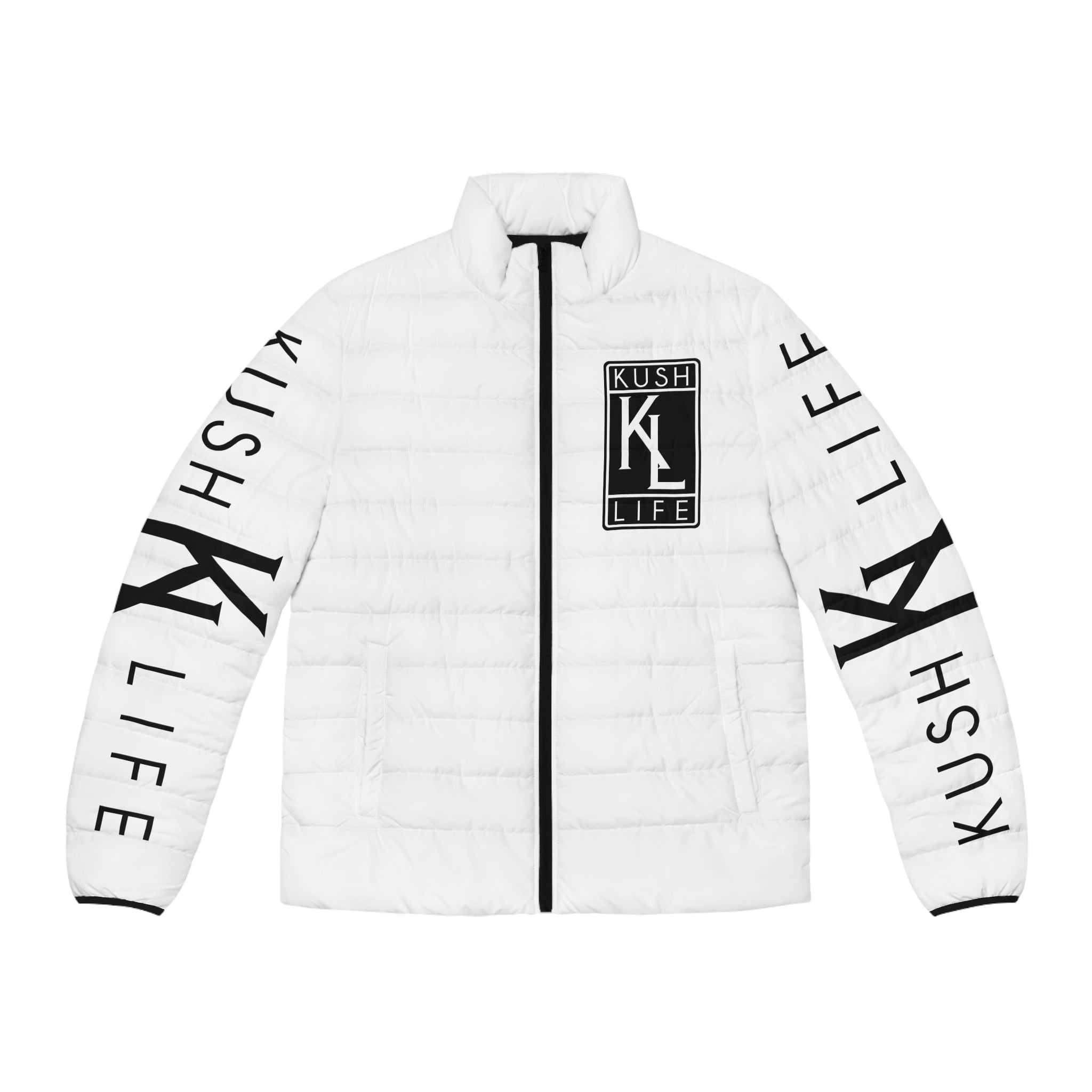Kush Life OG Logo - Snow Men's Stylish Puffer Jacket, Trendy Outerwear, Urban Fashion, Fall/Winter Wear, KUSH LIFE Design, Gift for Him