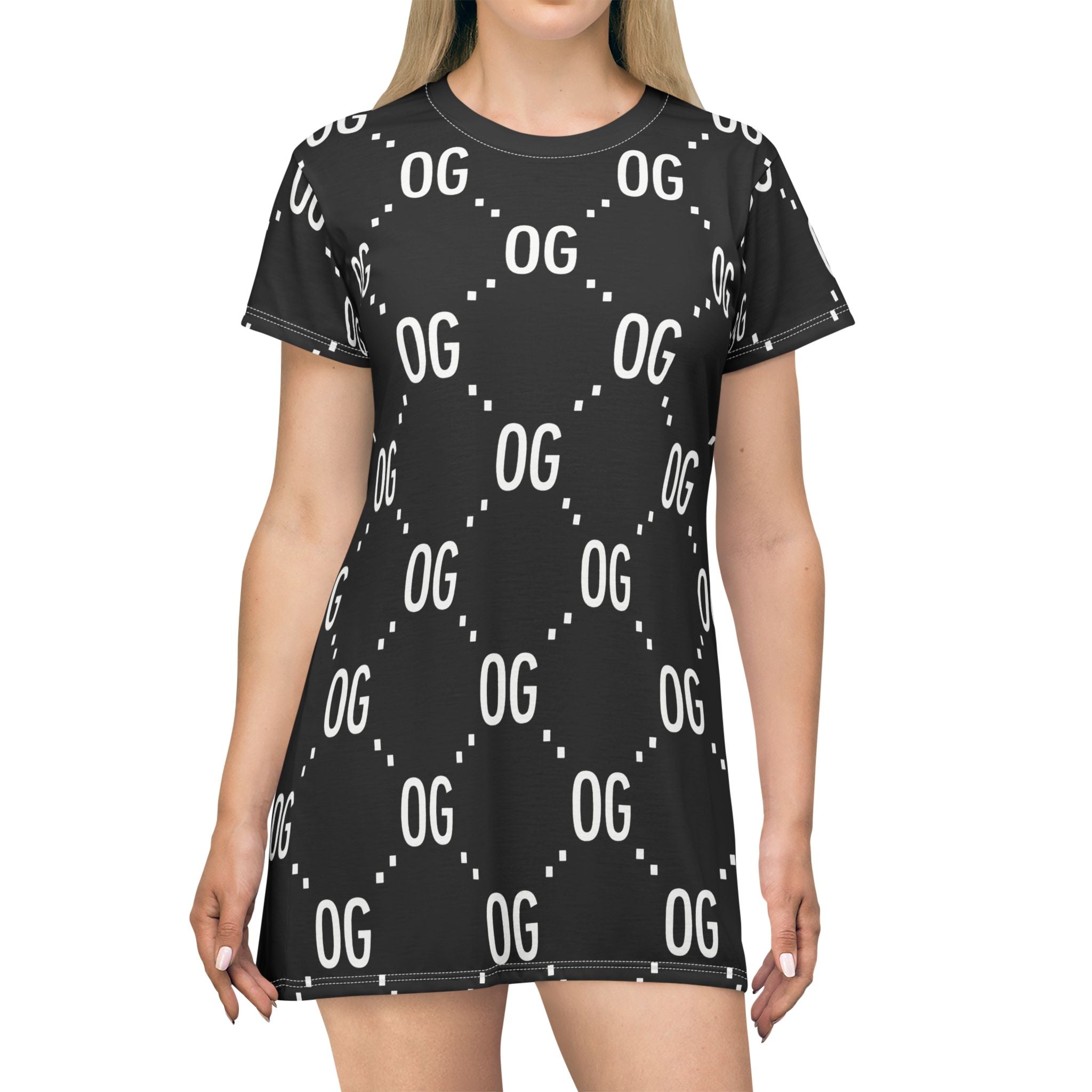 KushLife "OG x OG" Logo Monogram - Graphic T-Shirt Dress, Casual Summer Dress, Streetwear Fashion, Trendy Outfit, Music Festival Style, Gifts for Her
