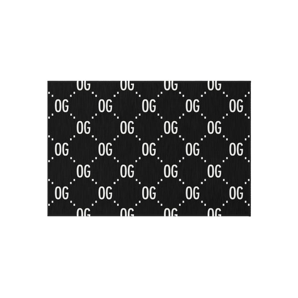Kushlife "OG x OG" Logo Pattern - Stylish Outdoor Rug, Patio Decor, Modern Area Rug, Indoor/Outdoor Carpet, Boho Chic Rug