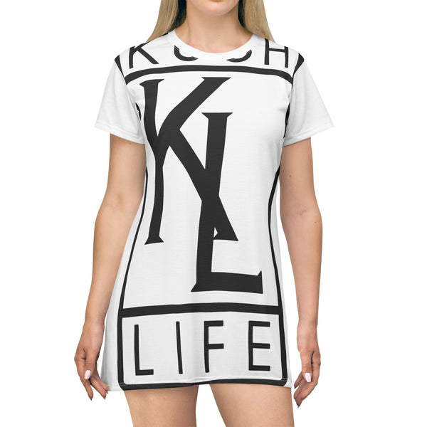Kushlife OG Logo - Snow Graphic T-Shirt Dress, Casual Summer Dress, Streetwear Fashion, Trendy Outfit, Music Festival Style, Gifts for Her