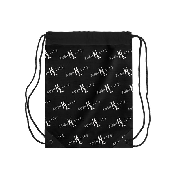 Kush KL Life Classic Logo Pattern - Stylish Drawstring Bag for Everyday Use, Trendy Gym Sack, Fashionable Backpack, Perfect for School, Travel or Gifts