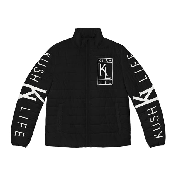 Kush Life OG Logo - Ebony Men's Stylish Puffer Jacket, Trendy Outerwear, Urban Fashion, Fall/Winter Wear, KUSH LIFE Design, Gift for Him