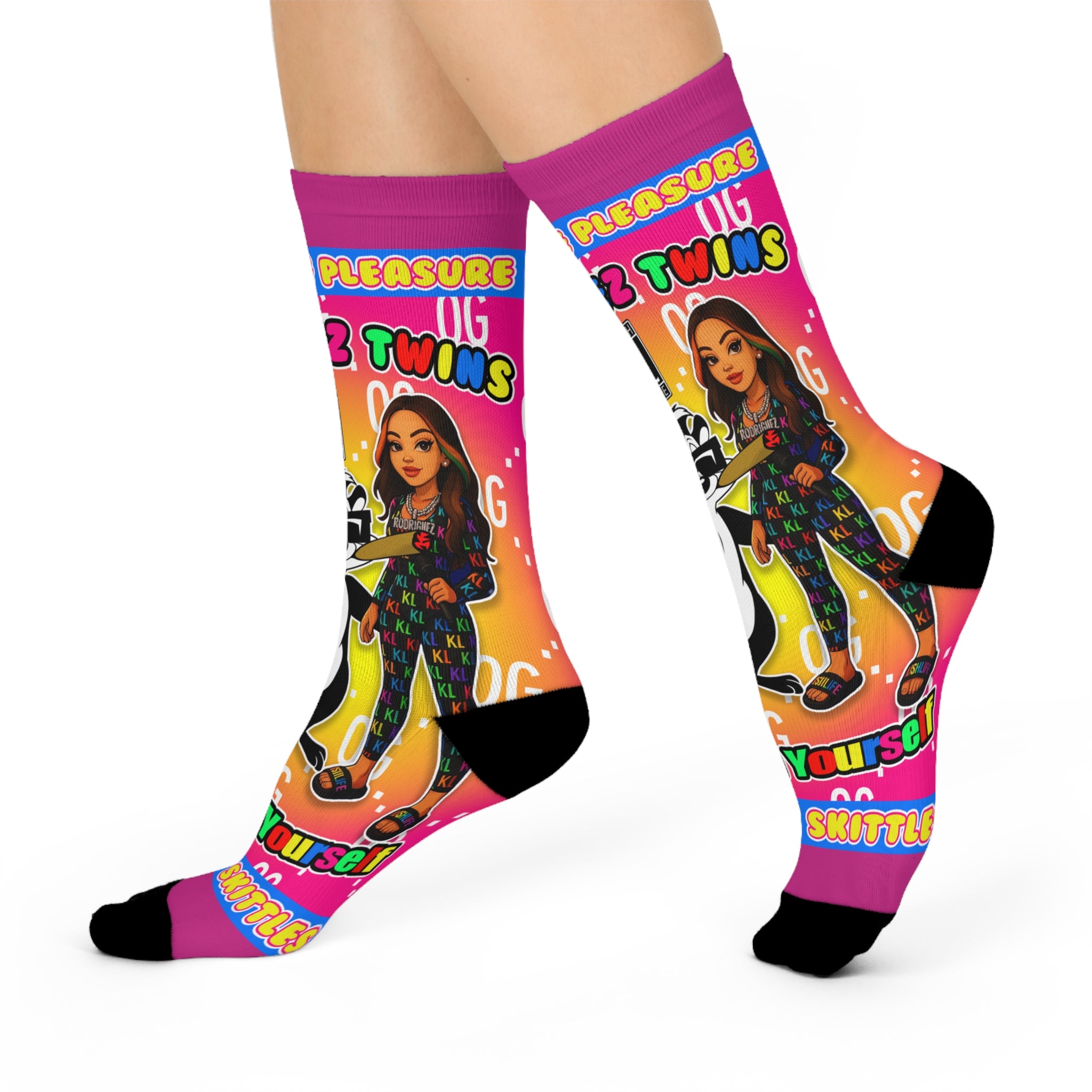 Kushlife x Rodriguez Twins - Colorful Personalized Crew Socks