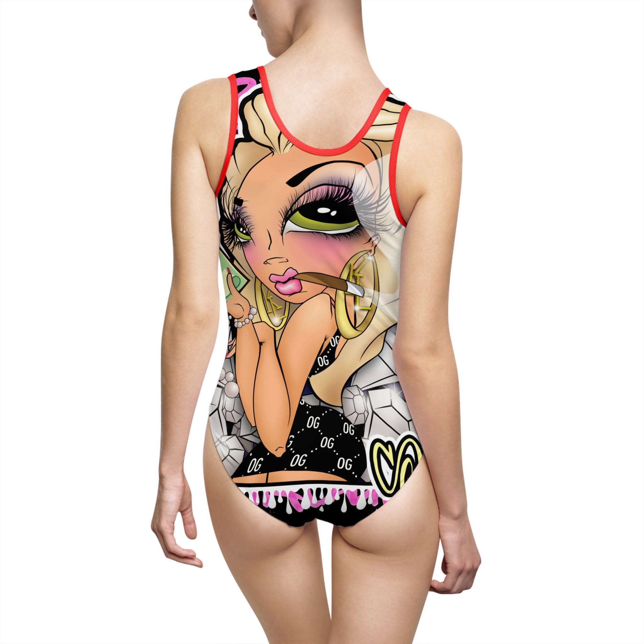 Kushlife x Sandoner - Grafitti babe 1 Piece Classic Swimsuit
