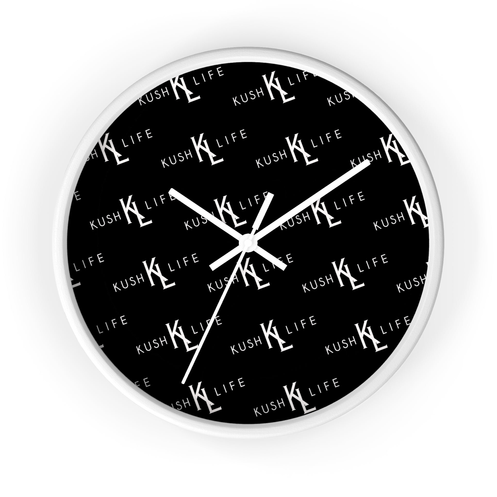 Kush KL  Life Classic logo - Wall Clock - Modern Black and White Decor, Gift for Cannabis Lovers, Stylish Home Accent