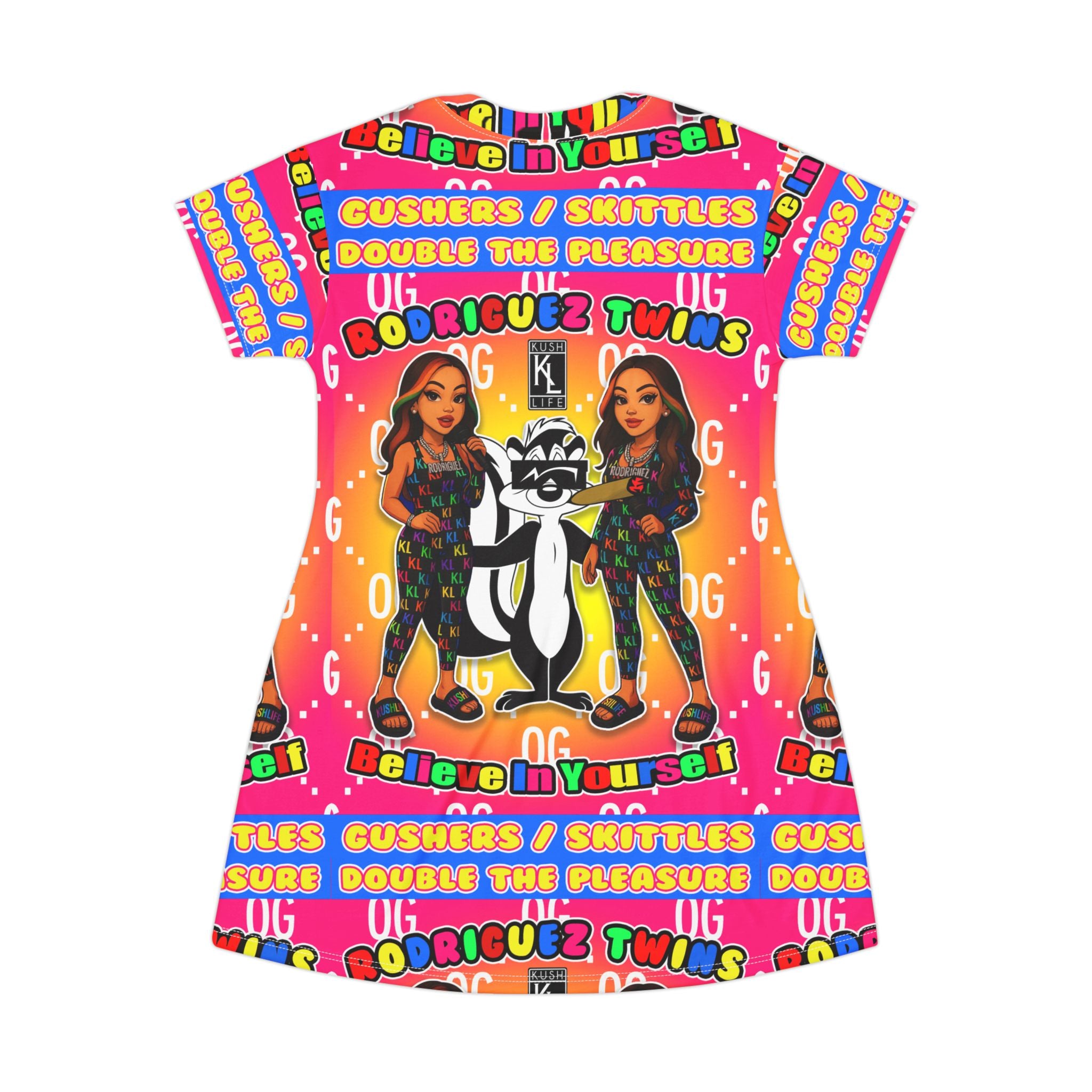 Kushlife x Rodriguez Twins - Retro Disco All-Over Print T-Shirt Dress