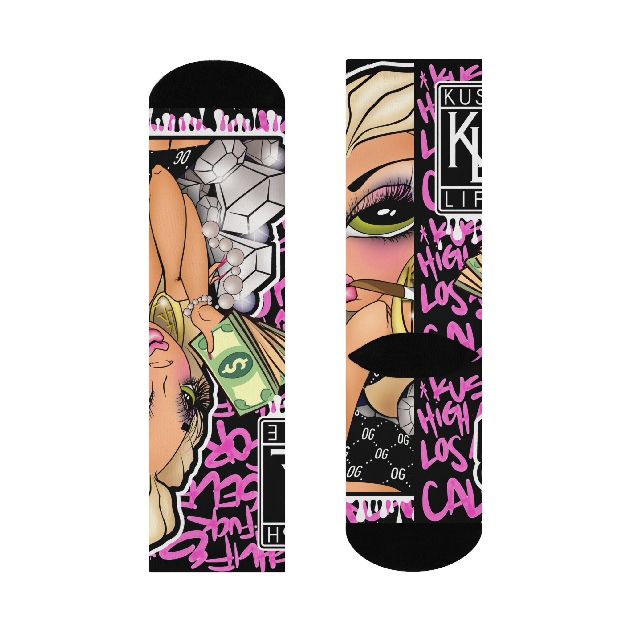 Kushlife x Sandoner _ Graffiti Babe Cushioned Crew Socks
