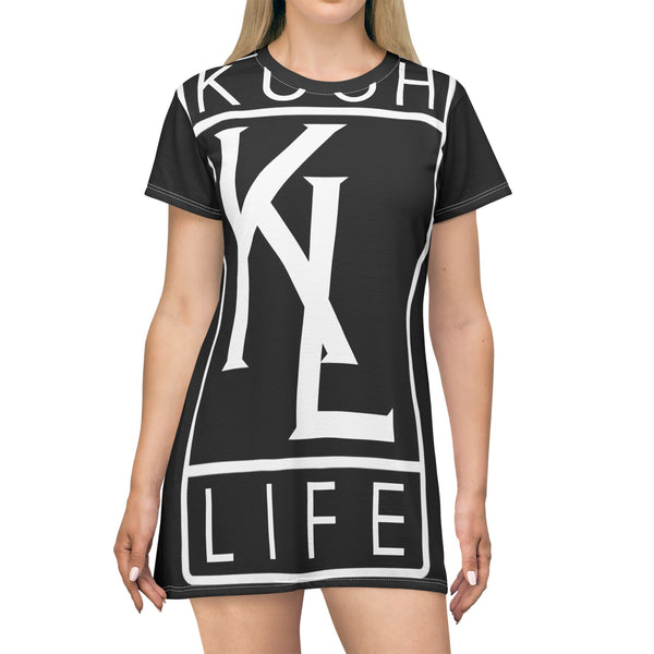 Kushlife OG Logo - Ebony Graphic T-Shirt Dress, Casual Summer Dress, Streetwear Fashion, Trendy Outfit, Music Festival Style, Gifts for Her