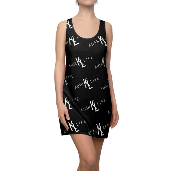 Kush KL Life Classic Logo Pattern - Stylish Women's Racerback Dress, Trendy Summer Dress, Casual Lounge Wear, Athletic Dress, Fashionable Daily Outfit