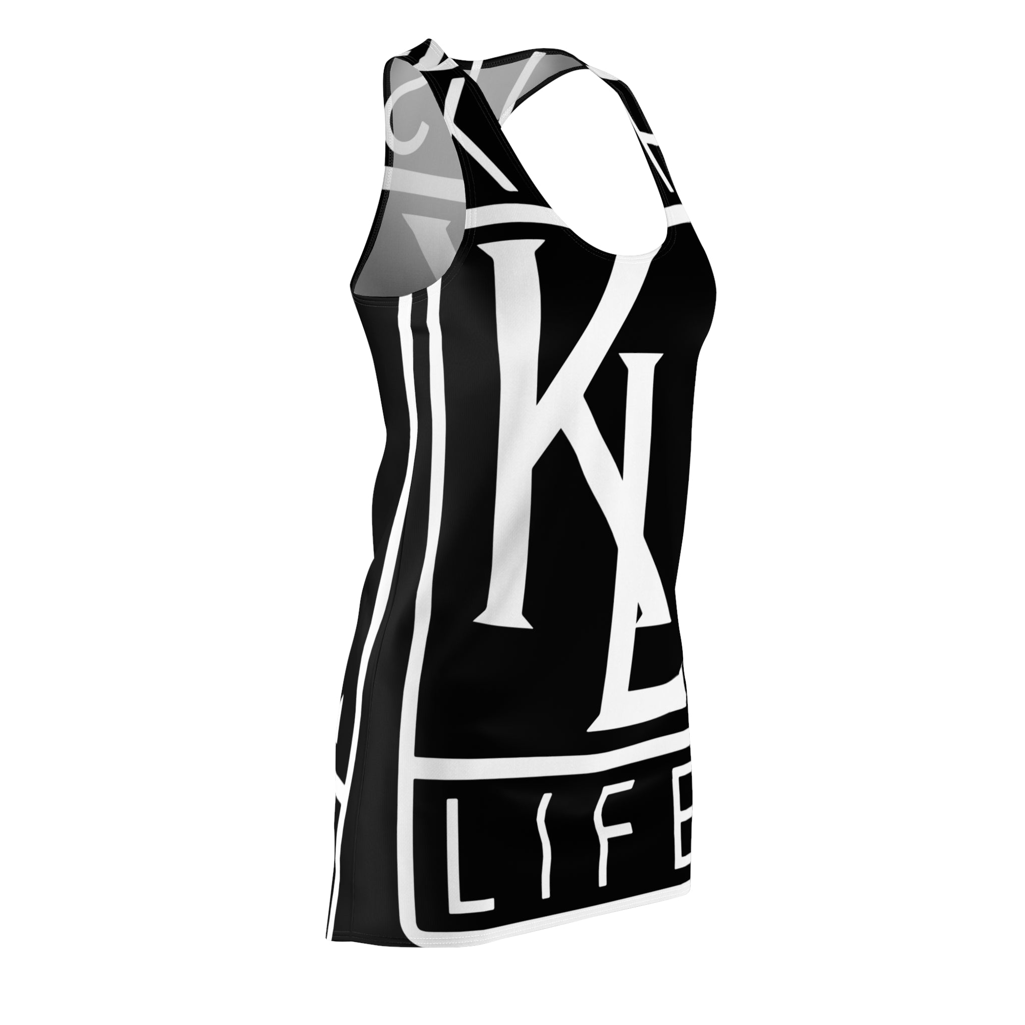 Kushlife OG Logo - Ebony Stylish Women's Racerback Dress, Trendy Summer Dress, Casual Lounge Wear, Athletic Dress, Fashionable Daily Outfit