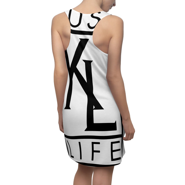 Kushlife OG Logo - Snow Stylish Women's Racerback Dress, Trendy Summer Dress, Casual Lounge Wear, Athletic Dress, Fashionable Daily Outfit