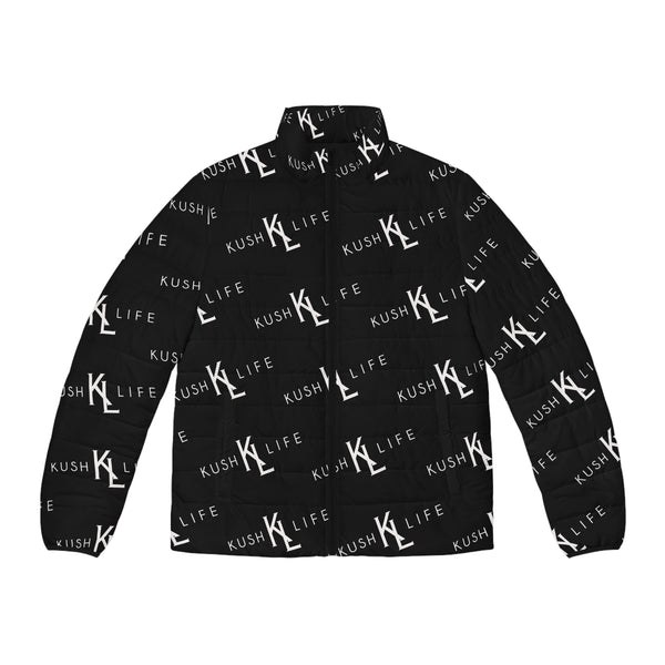 Kush KL Life Classic Logo Pattern - Men's Stylish Puffer Jacket, Trendy Outerwear, Urban Fashion, Fall/Winter Wear, KUSH LIFE Design, Gift for Him
