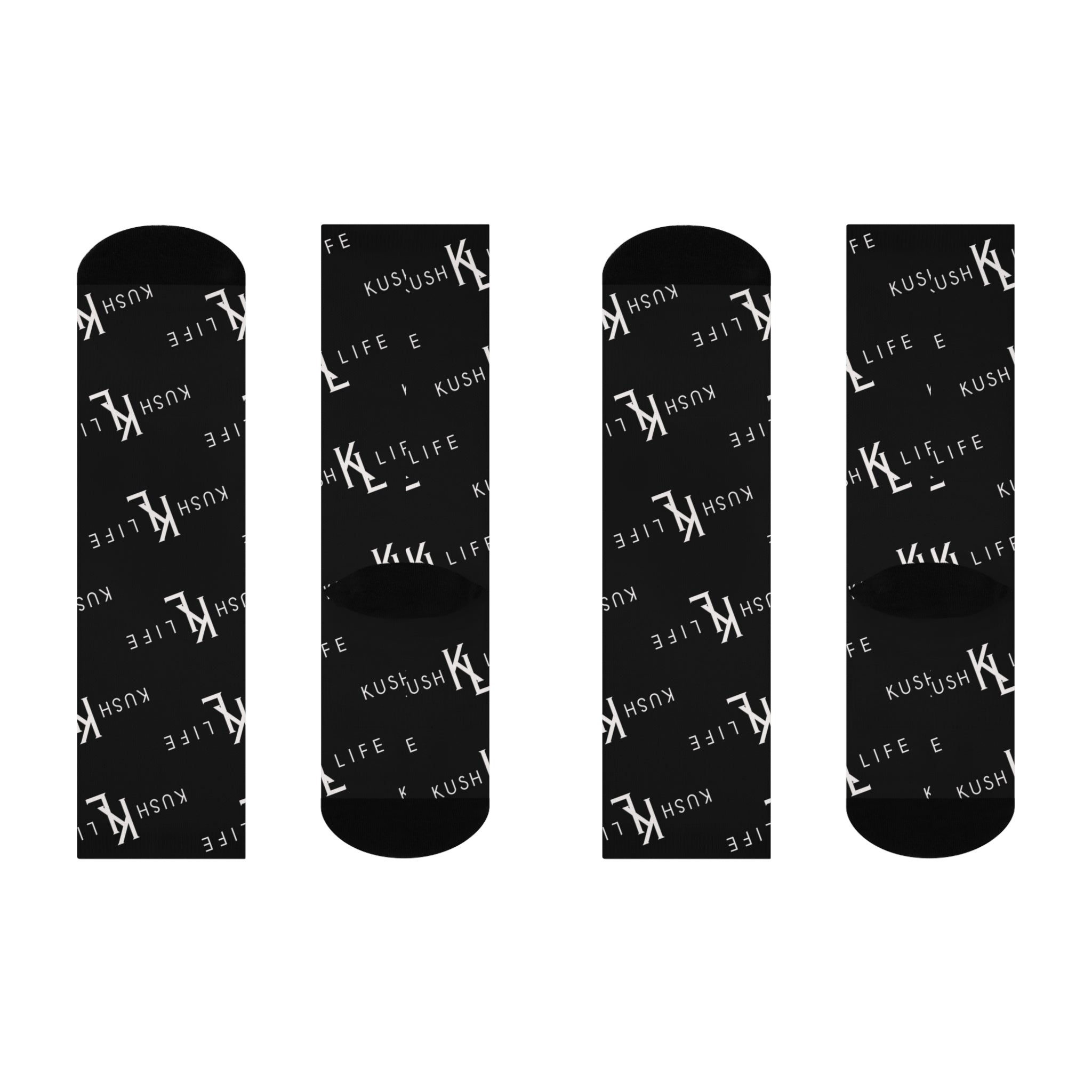 Kush KL Life Classic Logo Pattern -  Cushioned Crew Socks