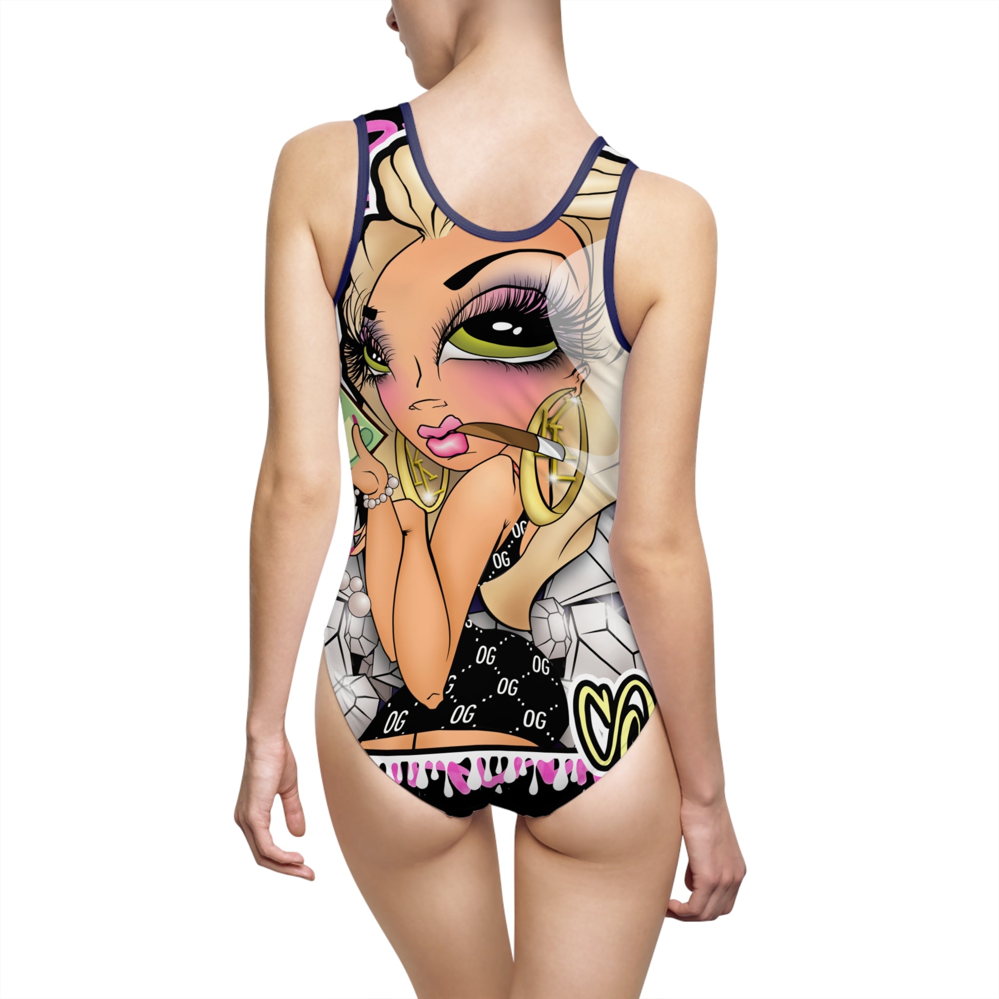 Kushlife x Sandoner - Grafitti babe 1 Piece Classic Swimsuit