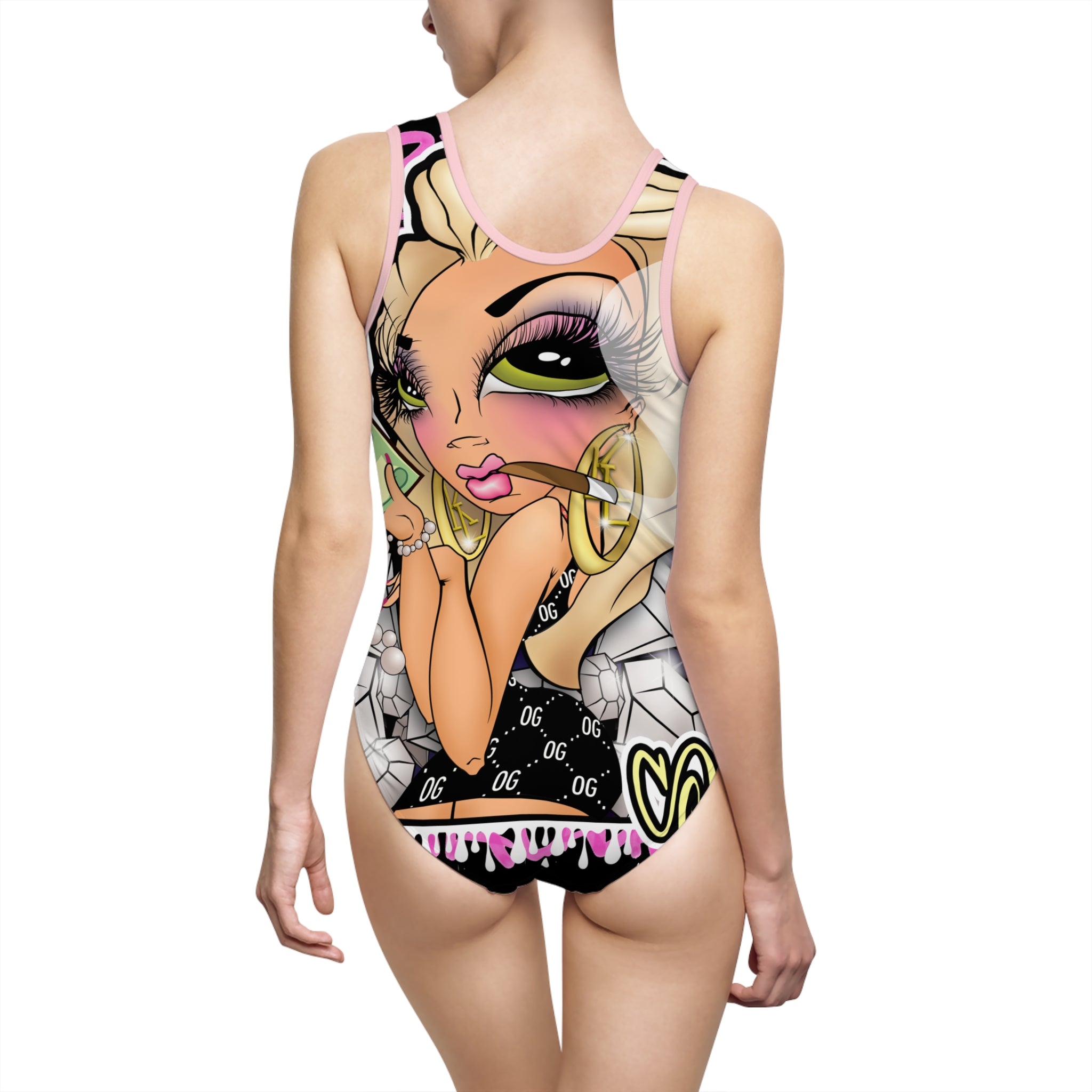 Kushlife x Sandoner - Grafitti babe 1 Piece Classic Swimsuit