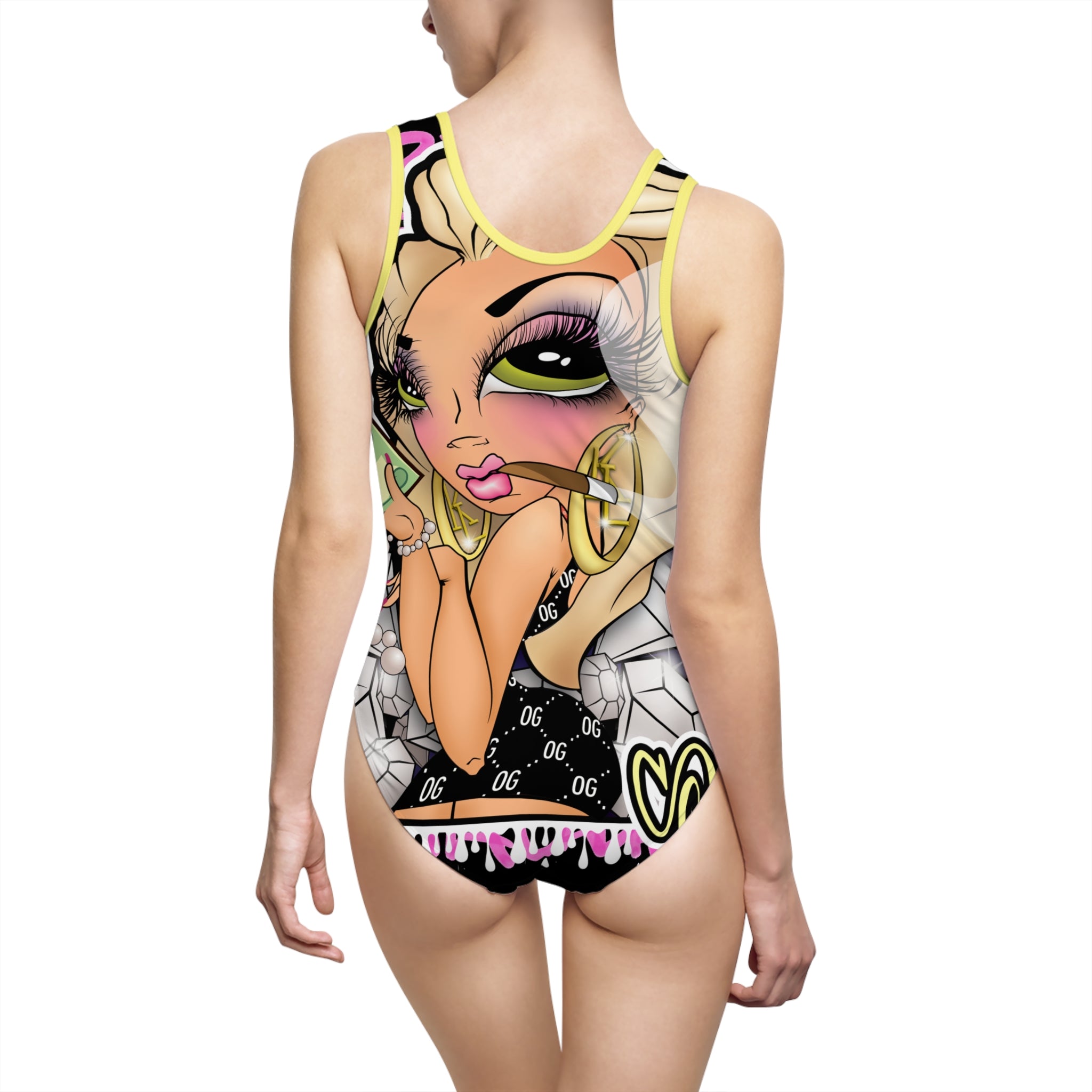 Kushlife x Sandoner - Grafitti babe 1 Piece Classic Swimsuit