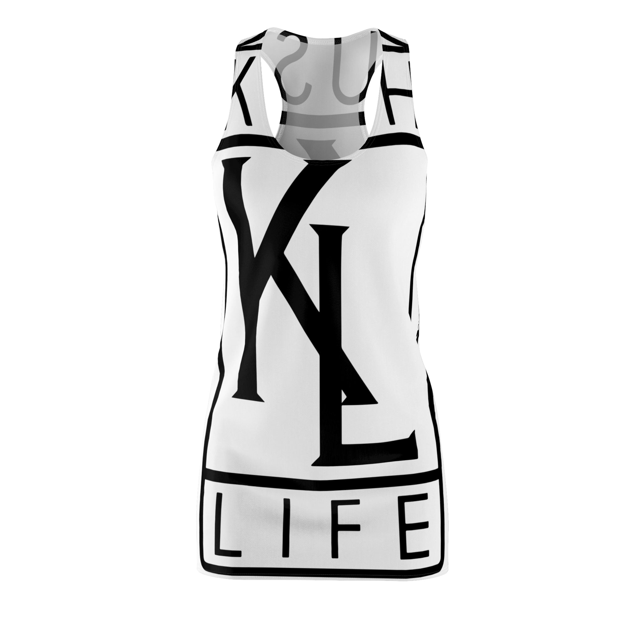 Kushlife OG Logo - Snow Stylish Women's Racerback Dress, Trendy Summer Dress, Casual Lounge Wear, Athletic Dress, Fashionable Daily Outfit