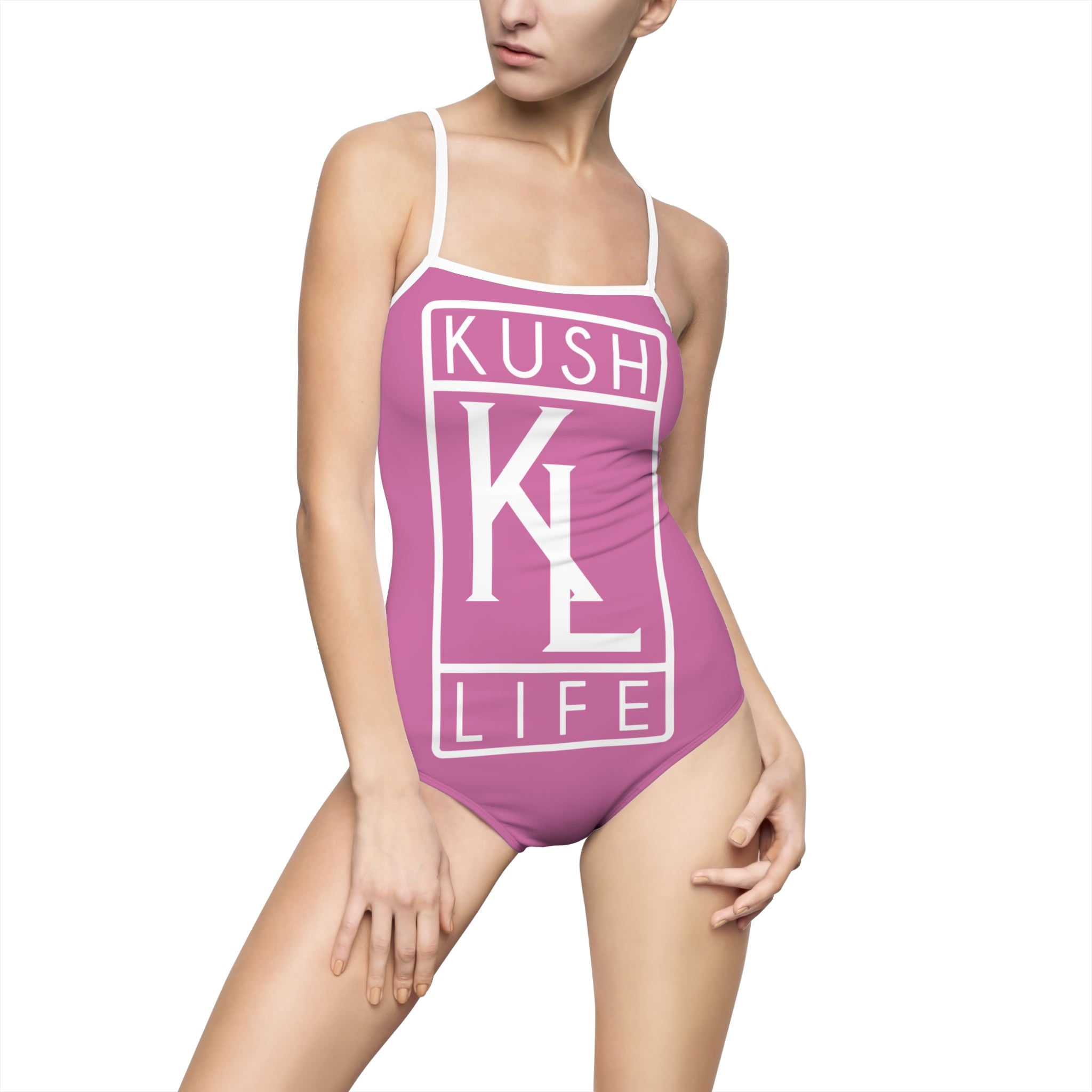 Kushlife OG logo - Rose' Women's One-piece Swimsuit (AOP)