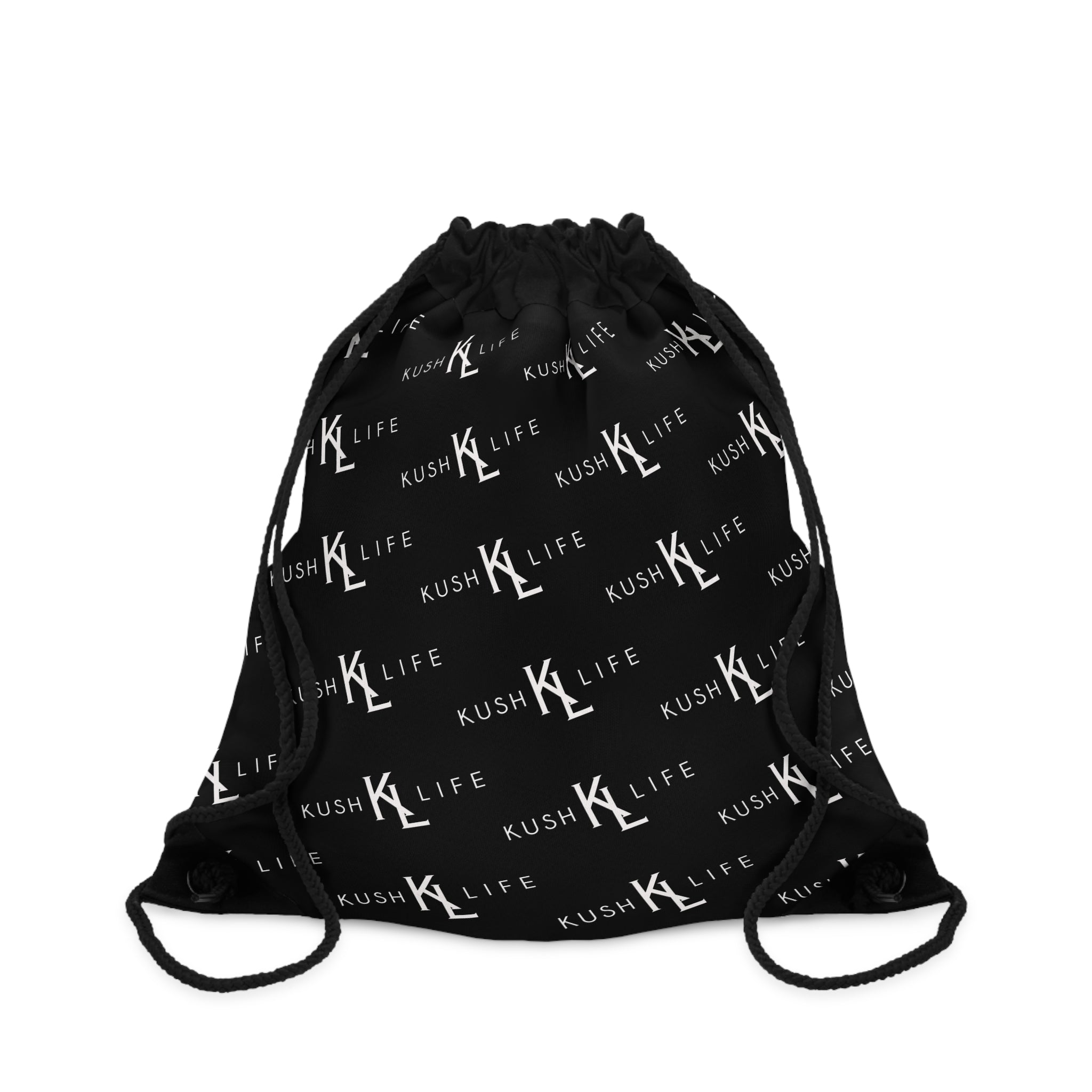 Kush KL Life Classic Logo Pattern - Stylish Drawstring Bag for Everyday Use, Trendy Gym Sack, Fashionable Backpack, Perfect for School, Travel or Gifts