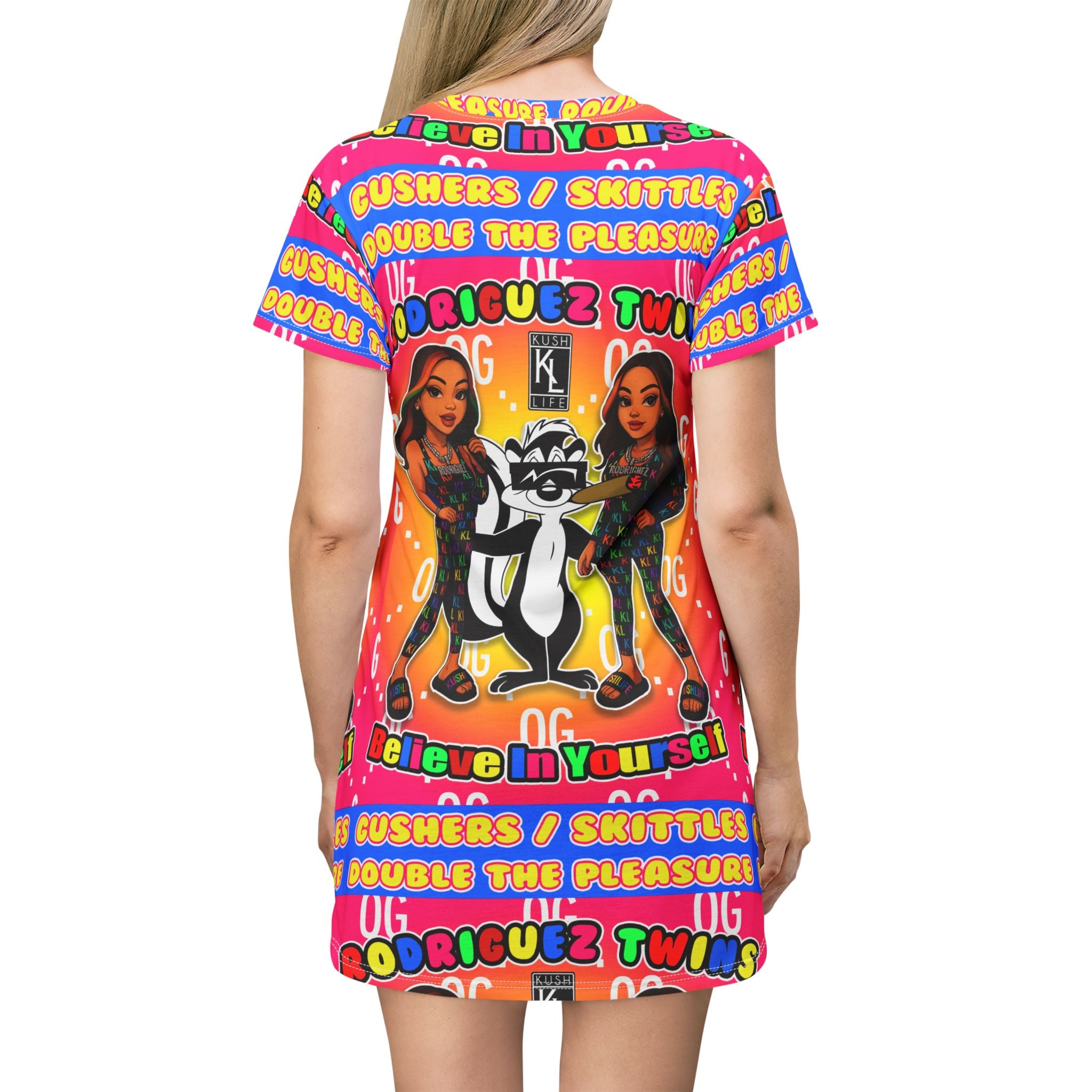 Kushlife x Rodriguez Twins - Retro Disco All-Over Print T-Shirt Dress