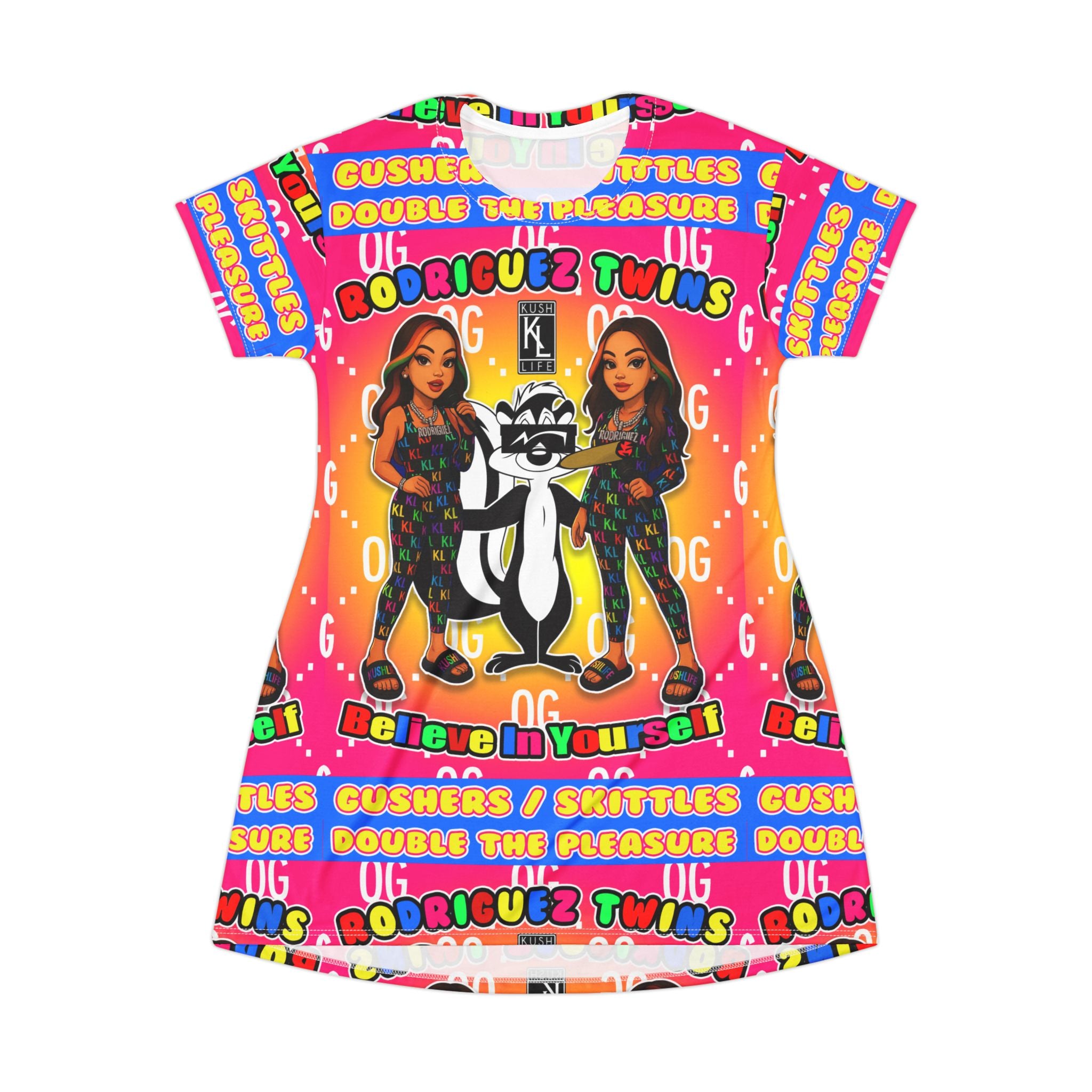 Kushlife x Rodriguez Twins - Retro Disco All-Over Print T-Shirt Dress