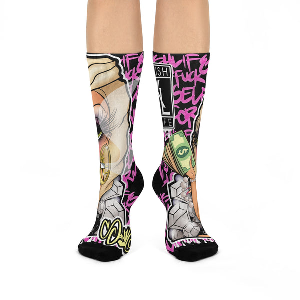 Kushlife x Sandoner _ Graffiti Babe Cushioned Crew Socks
