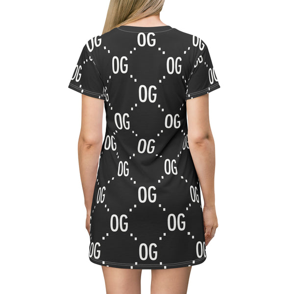 KushLife "OG x OG" Logo Monogram - Graphic T-Shirt Dress, Casual Summer Dress, Streetwear Fashion, Trendy Outfit, Music Festival Style, Gifts for Her