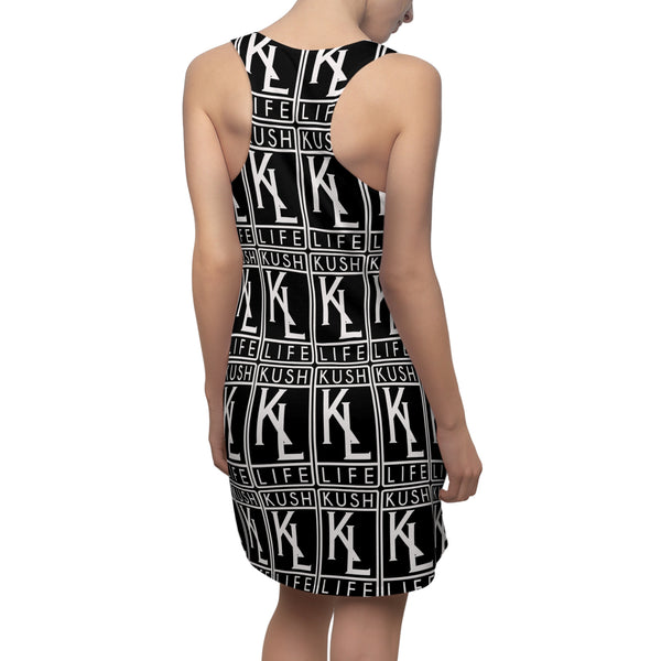 Kushlife OG Logo Monogram - Stylish Women's Racerback Dress, Trendy Summer Dress, Casual Lounge Wear, Athletic Dress, Fashionable Daily Outfit