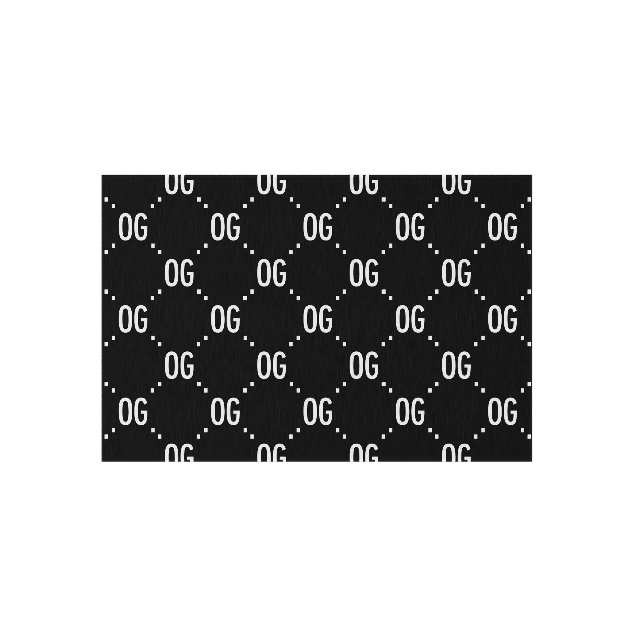 Kushlife "OG x OG" Logo Pattern - Stylish Outdoor Rug, Patio Decor, Modern Area Rug, Indoor/Outdoor Carpet, Boho Chic Rug