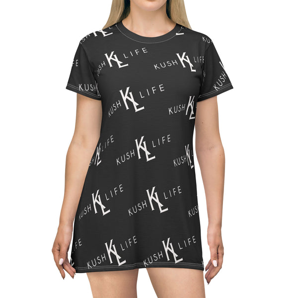 Kush KL Life Classic Logo Monogram - Graphic T-Shirt Dress, Casual Summer Dress, Streetwear Fashion, Trendy Outfit, Music Festival Style, Gifts for Her