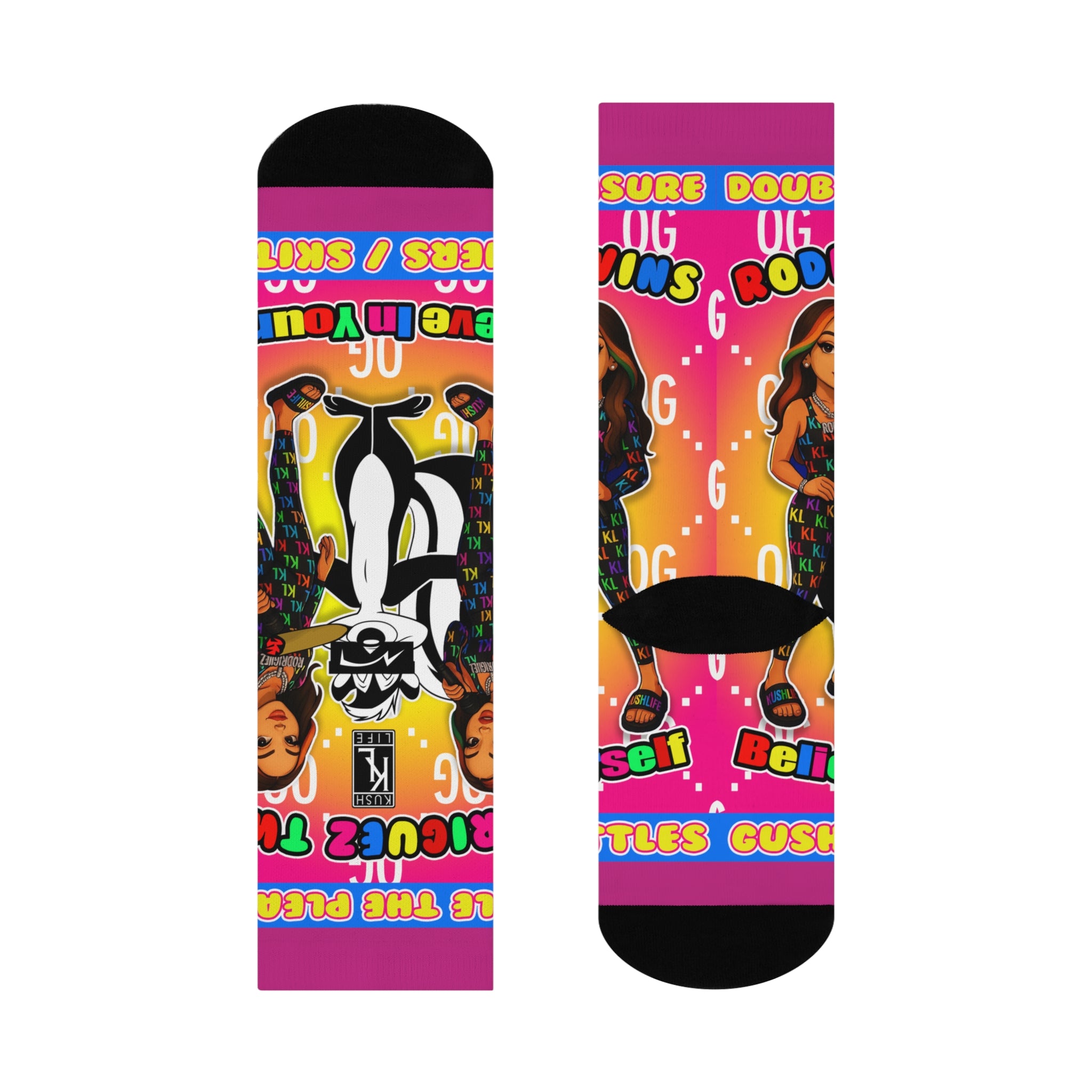 Kushlife x Rodriguez Twins - Colorful Personalized Crew Socks